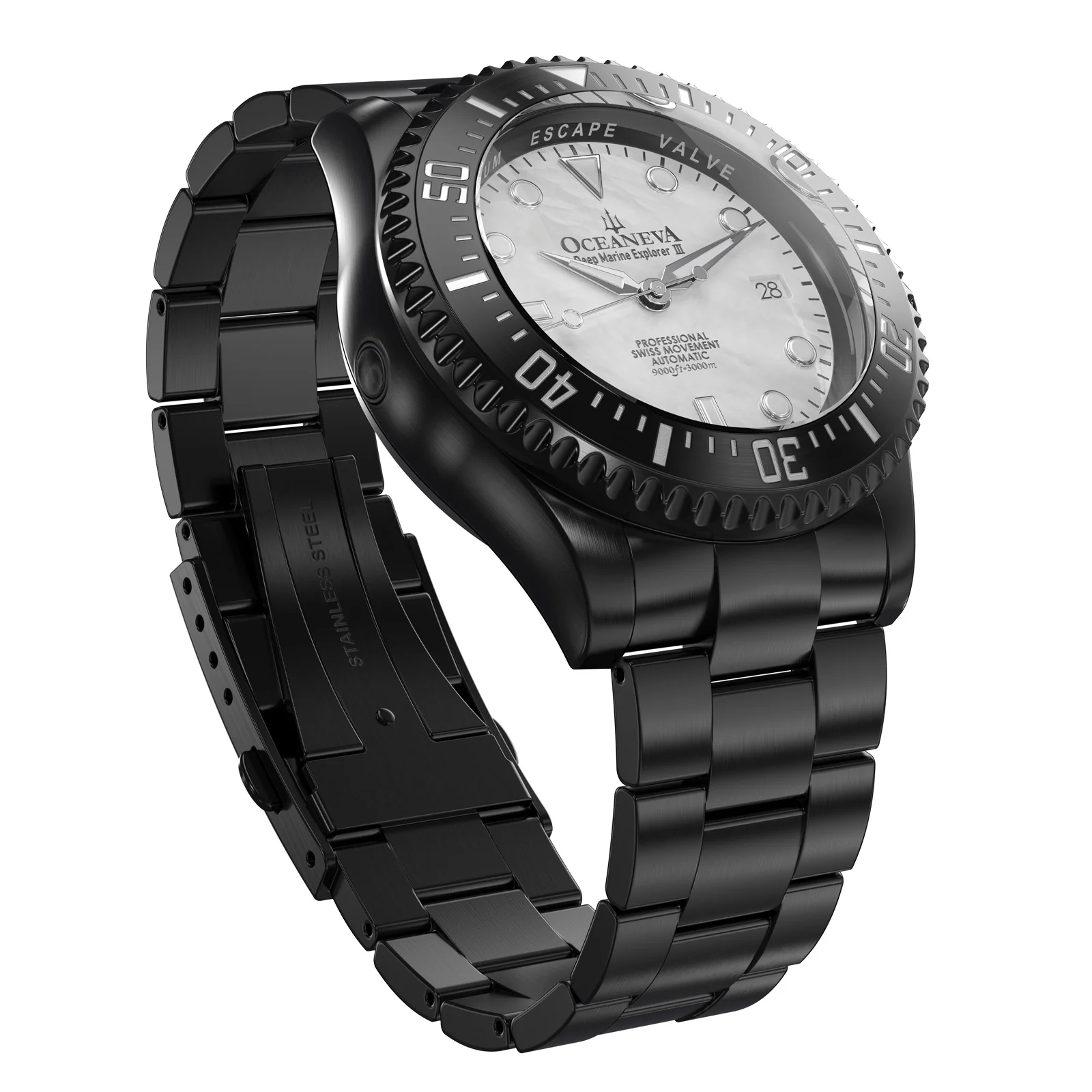 Deep Marine Explorer III Black Stainless bezel | White Dial Watch - Image 9