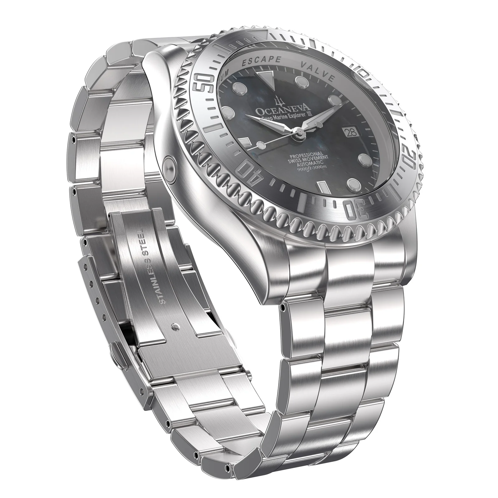 Deep Marine Explorer III Stainless Steel Gun Metal Gray Beze|Gray Dial Watch - Image 3