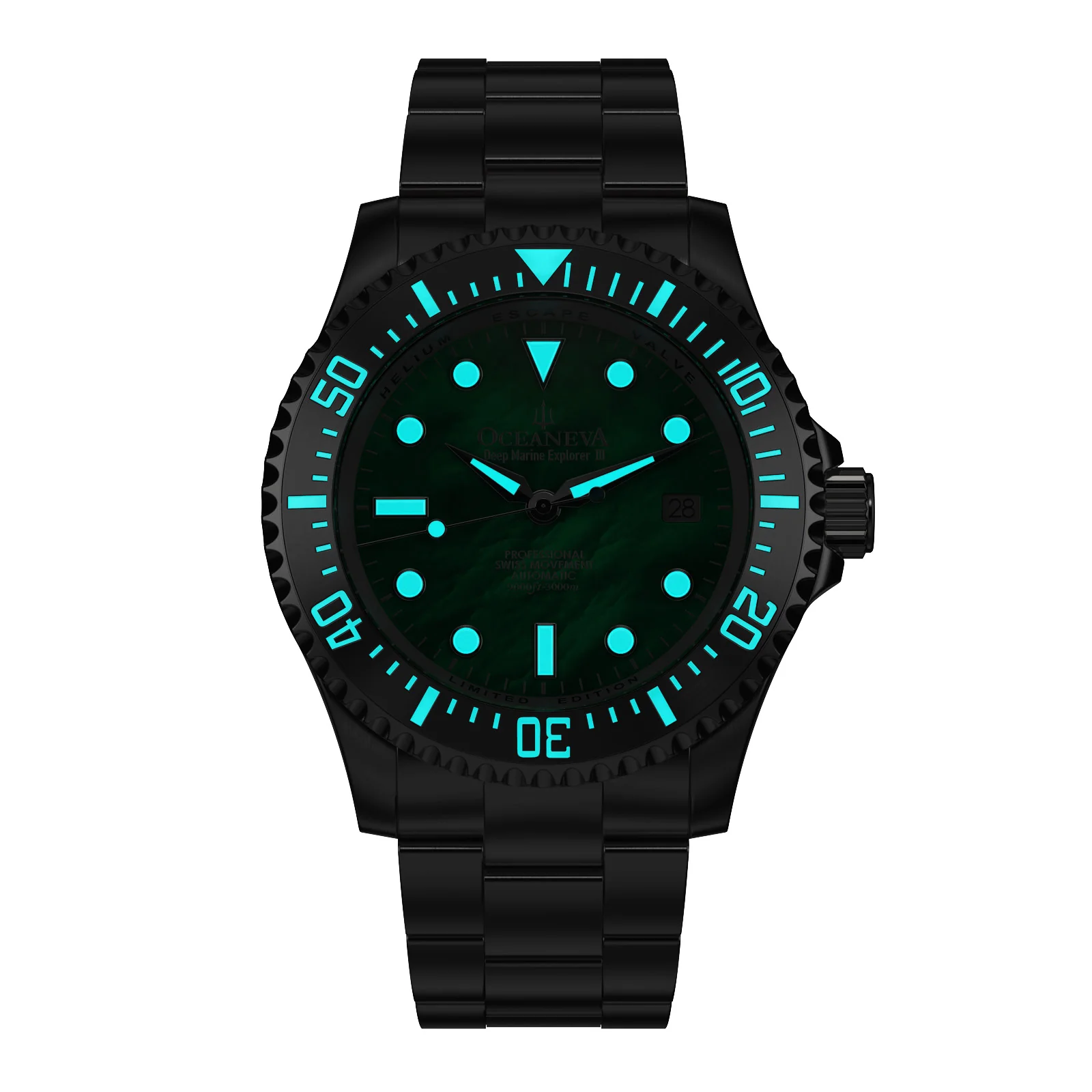 Deep Marine Explorer III Swiss Automatic Stainless Watch| Green Dial - Image 2