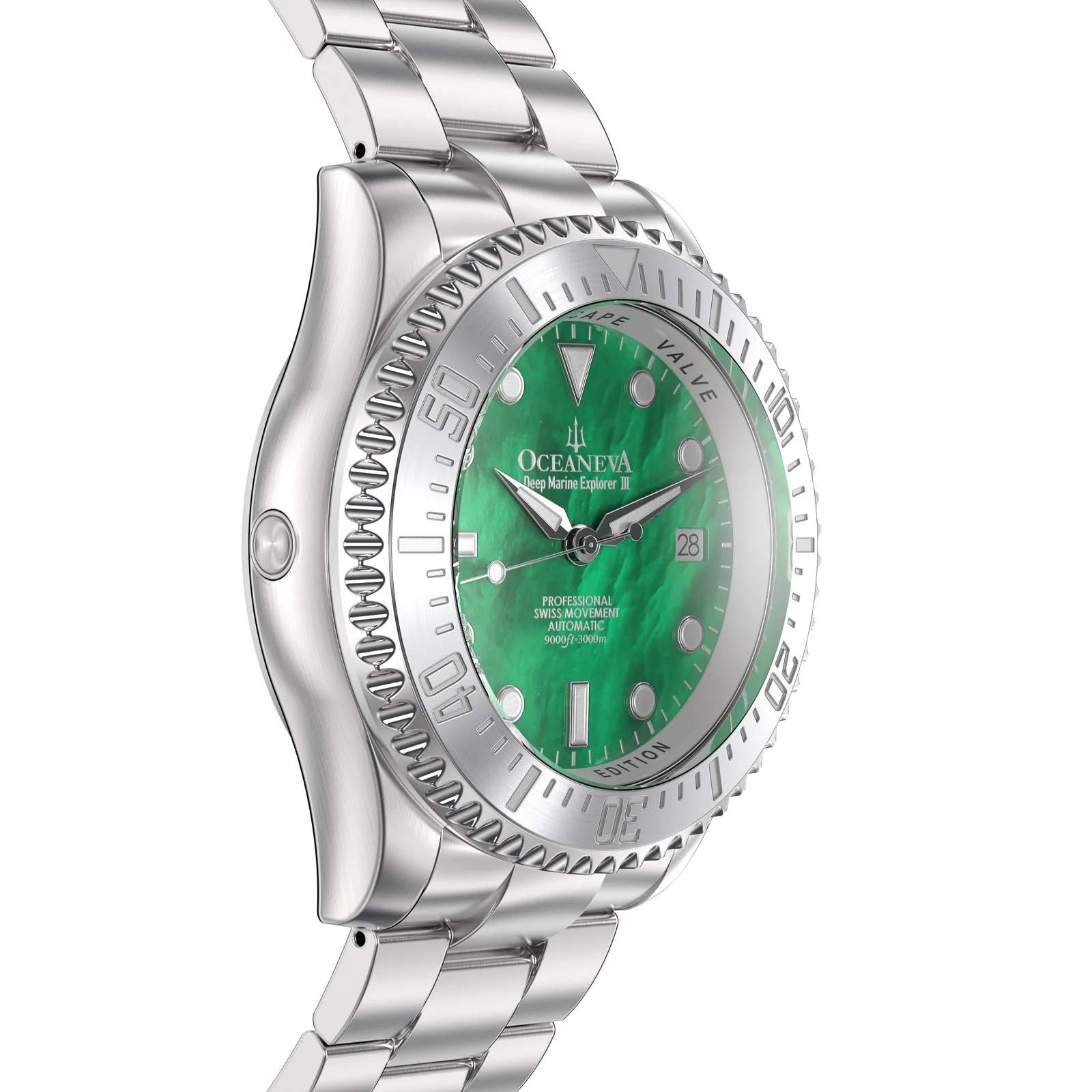 Deep Marine Explorer III Swiss Automatic Stainless Watch| Green Dial - Image 4