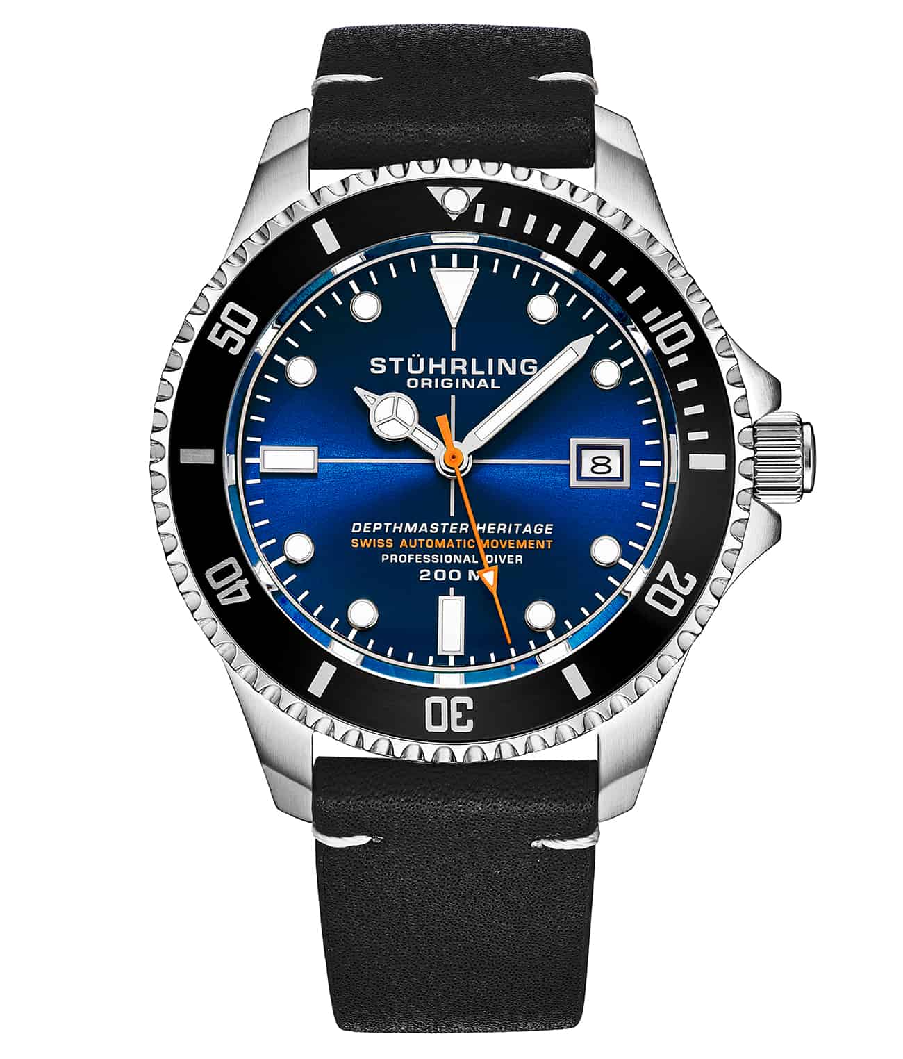 Swiss Automatic Depthmaster Heritage 883H 42mm Diver Black/Leather | Blue Dial