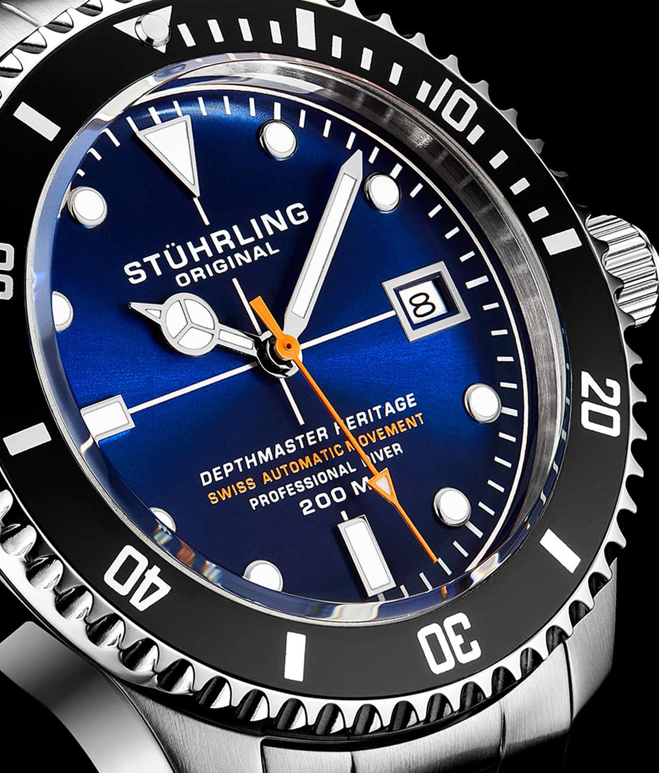 Swiss Automatic Depthmaster Heritage 883H 42mm Diver Black/Leather | Blue Dial - Image 3