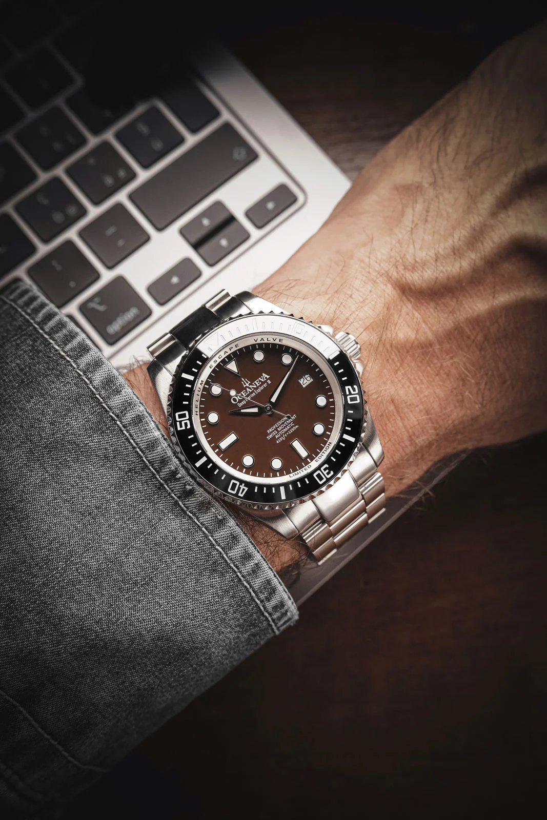 Deep Marine Explorer Swiss Automatic II Silver bezel | Brown Dial - Image 3