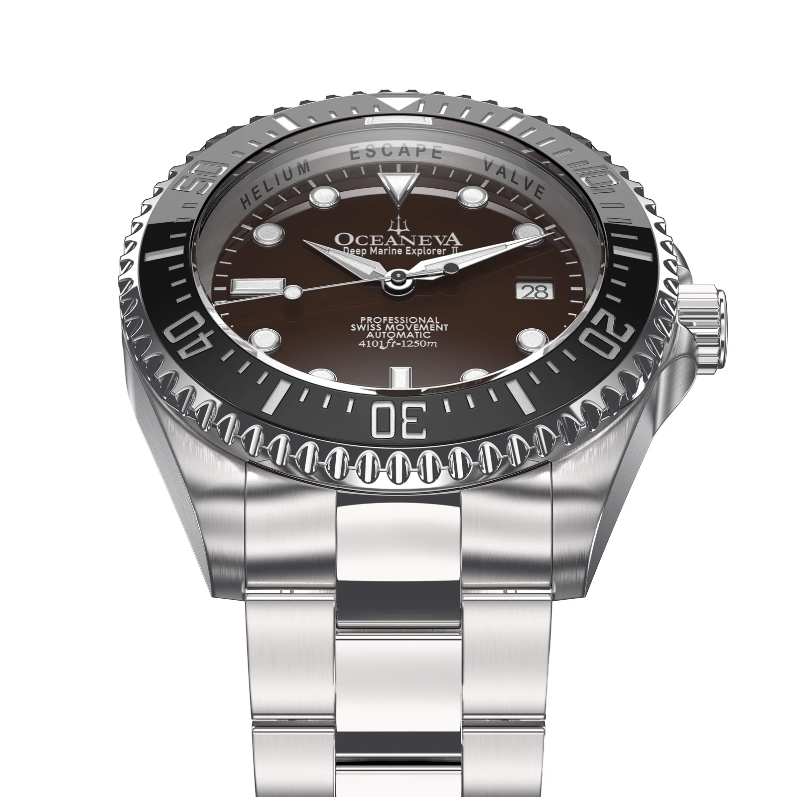 Deep Marine Explorer Swiss Automatic II Silver bezel | Brown Dial - Image 4