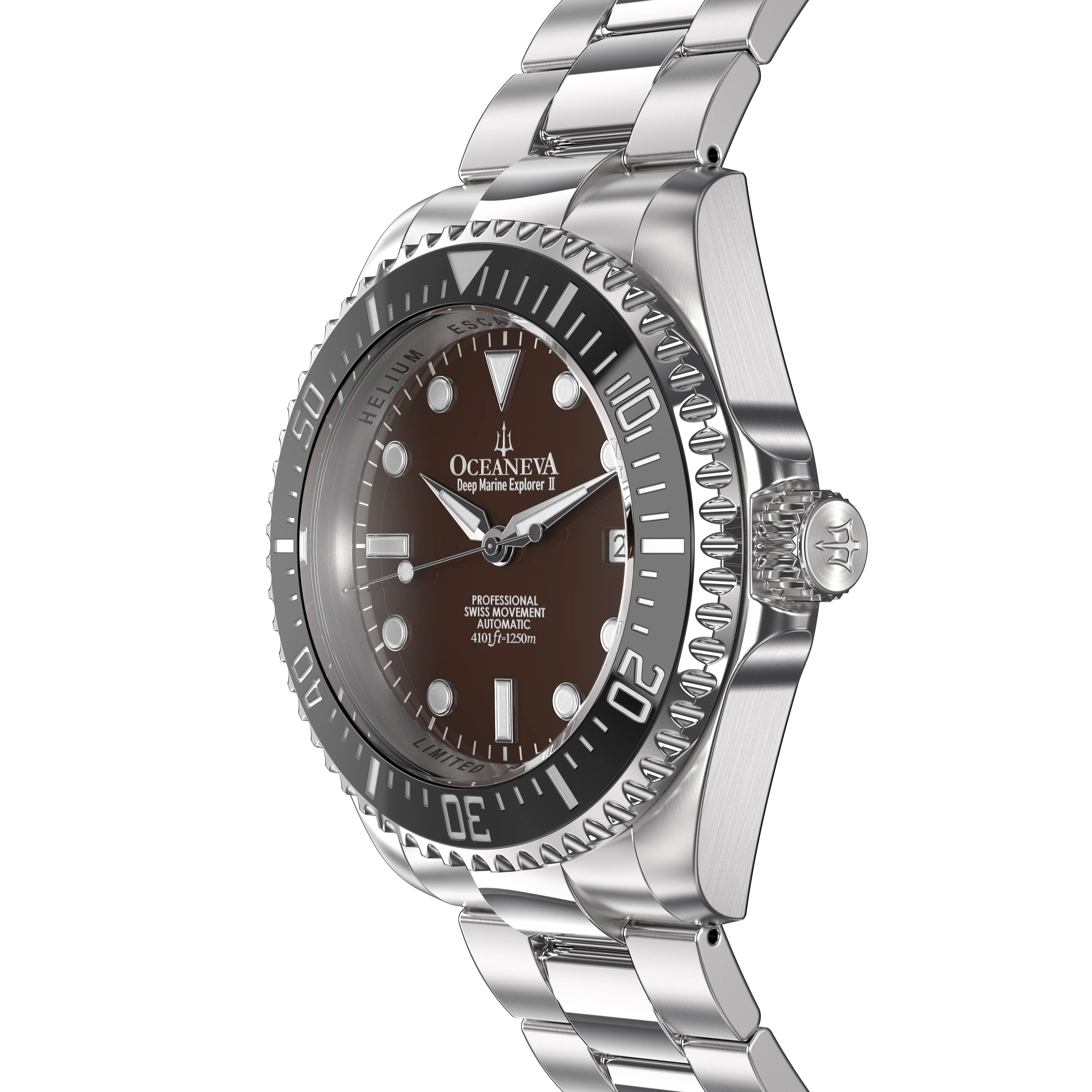 Deep Marine Explorer Swiss Automatic II Silver bezel | Brown Dial - Image 5