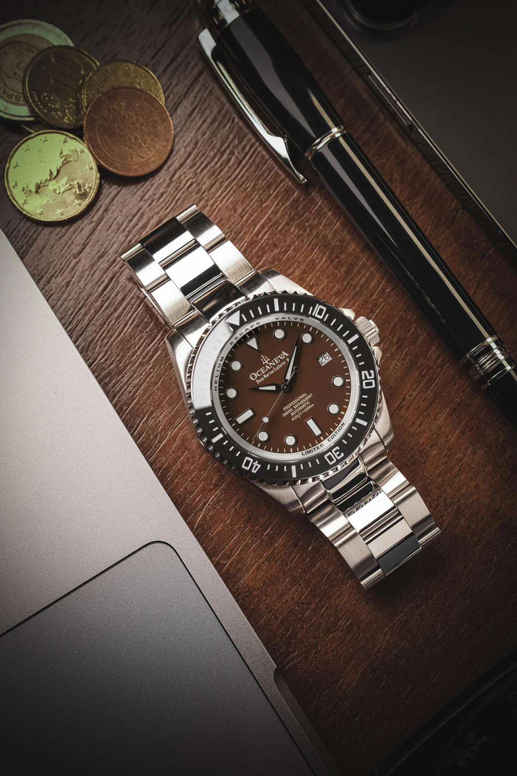Deep Marine Explorer Swiss Automatic II Silver bezel | Brown Dial - Image 6