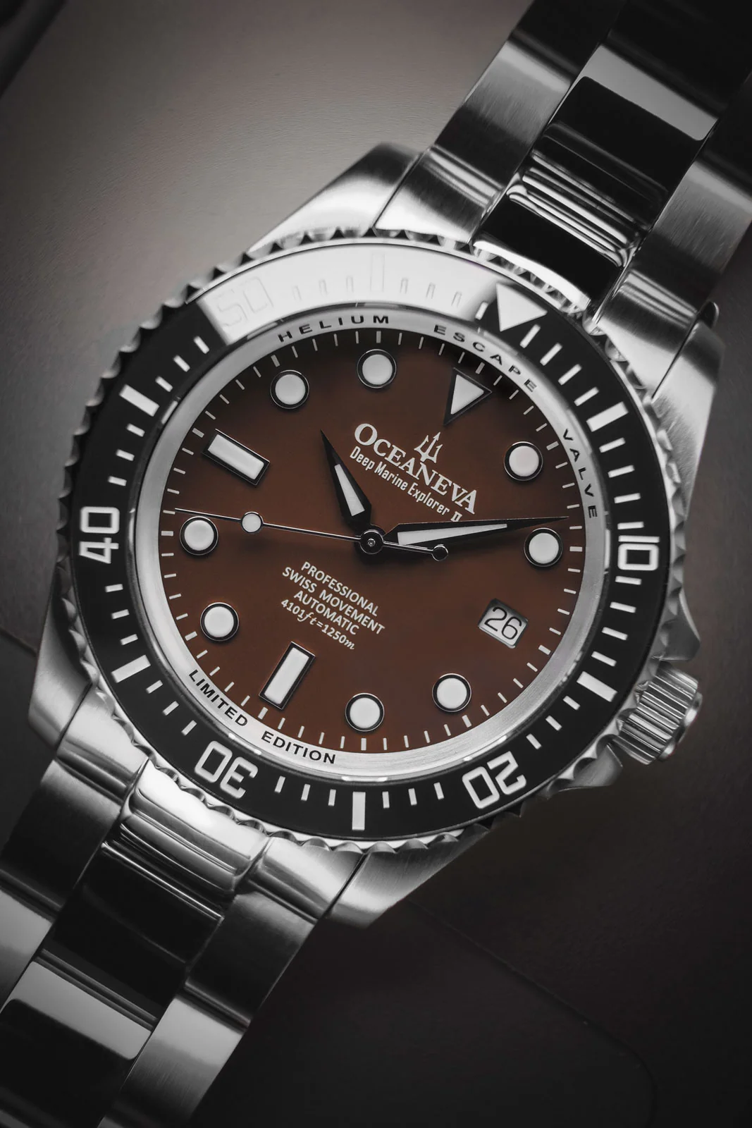 Deep Marine Explorer Swiss Automatic II Silver bezel | Brown Dial - Image 7