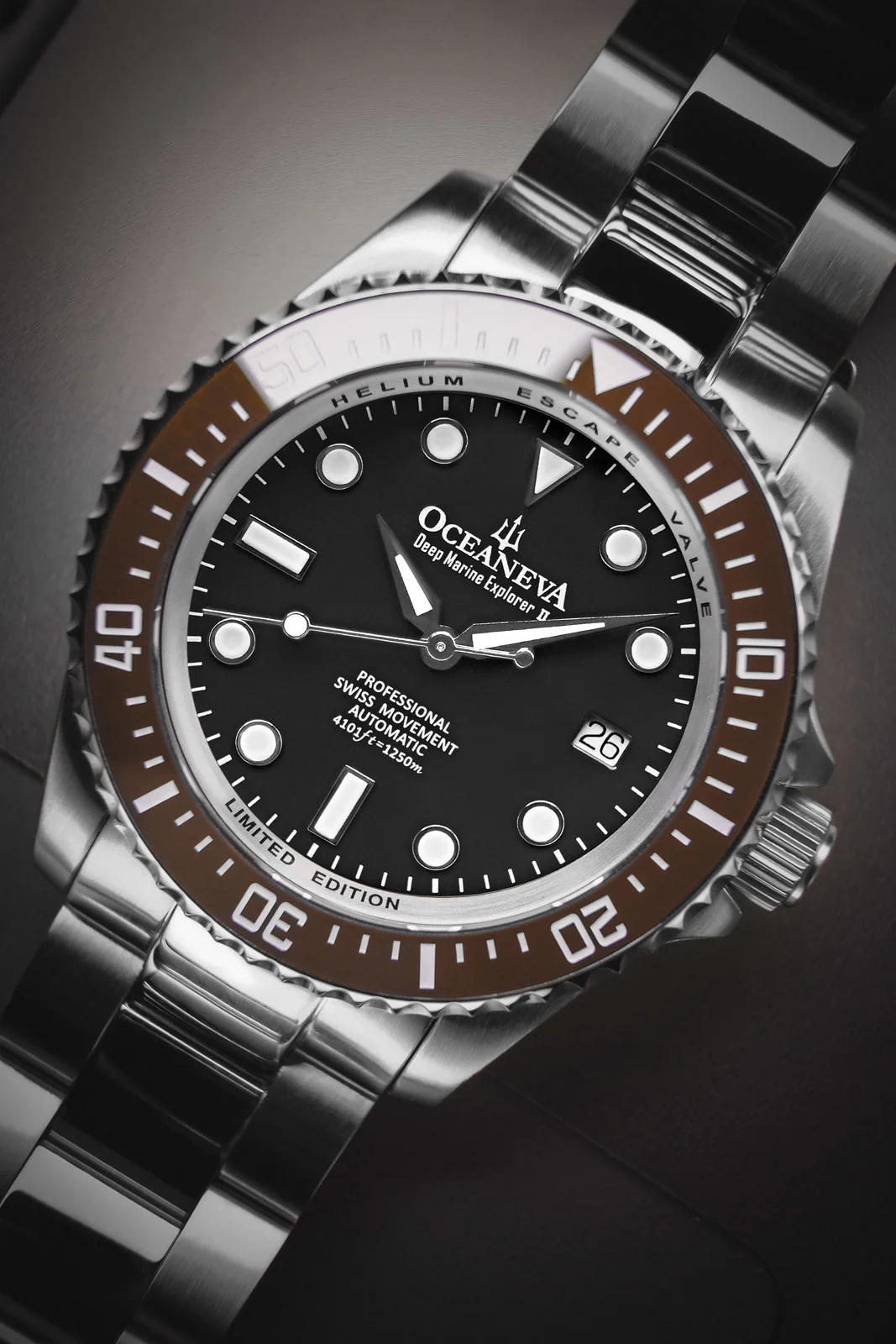 Deep Marine Explorer II Swiss Automatic Brown Bezel| Black Dial - Image 6