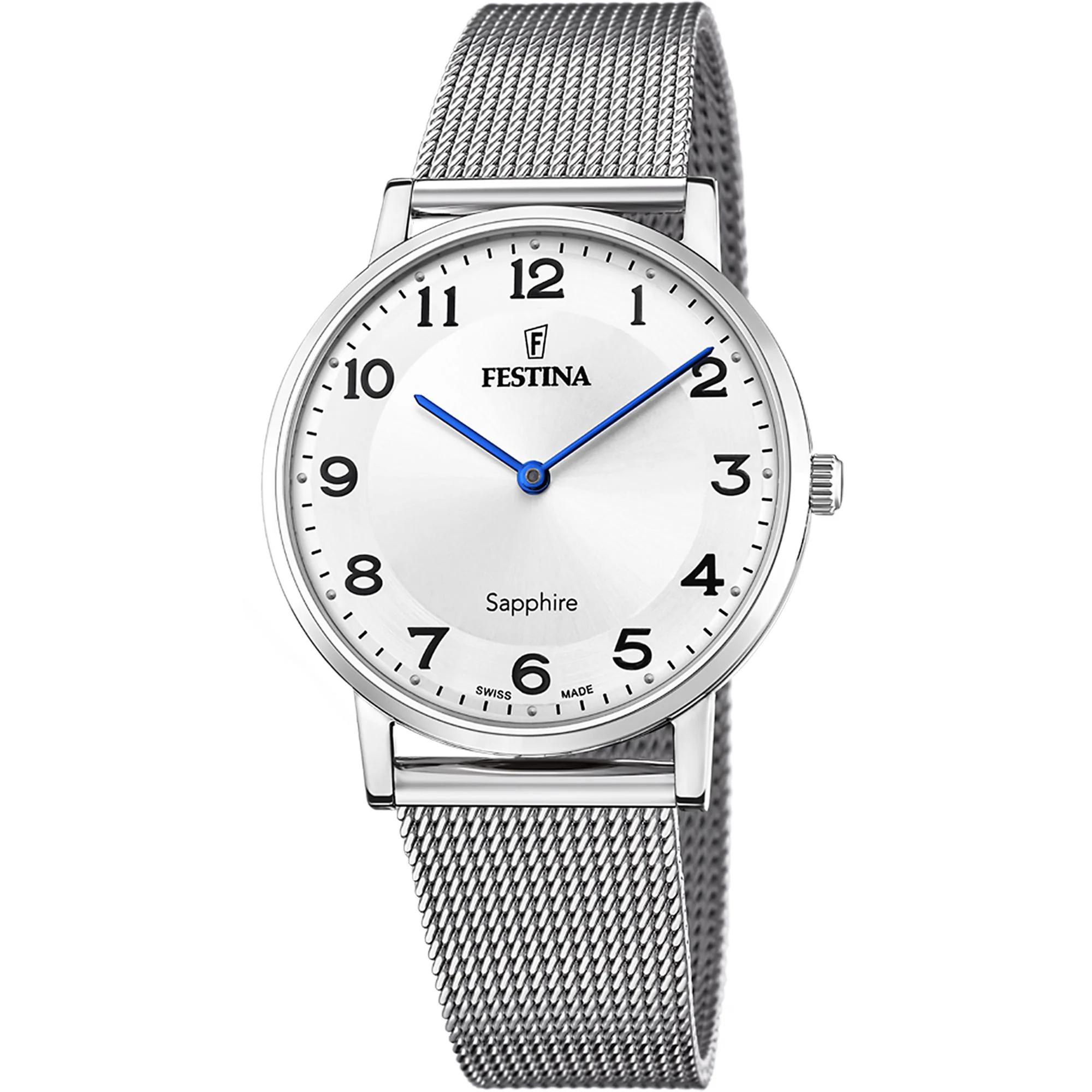 Swiss Made Silver / Stainless Steel Silver Dial