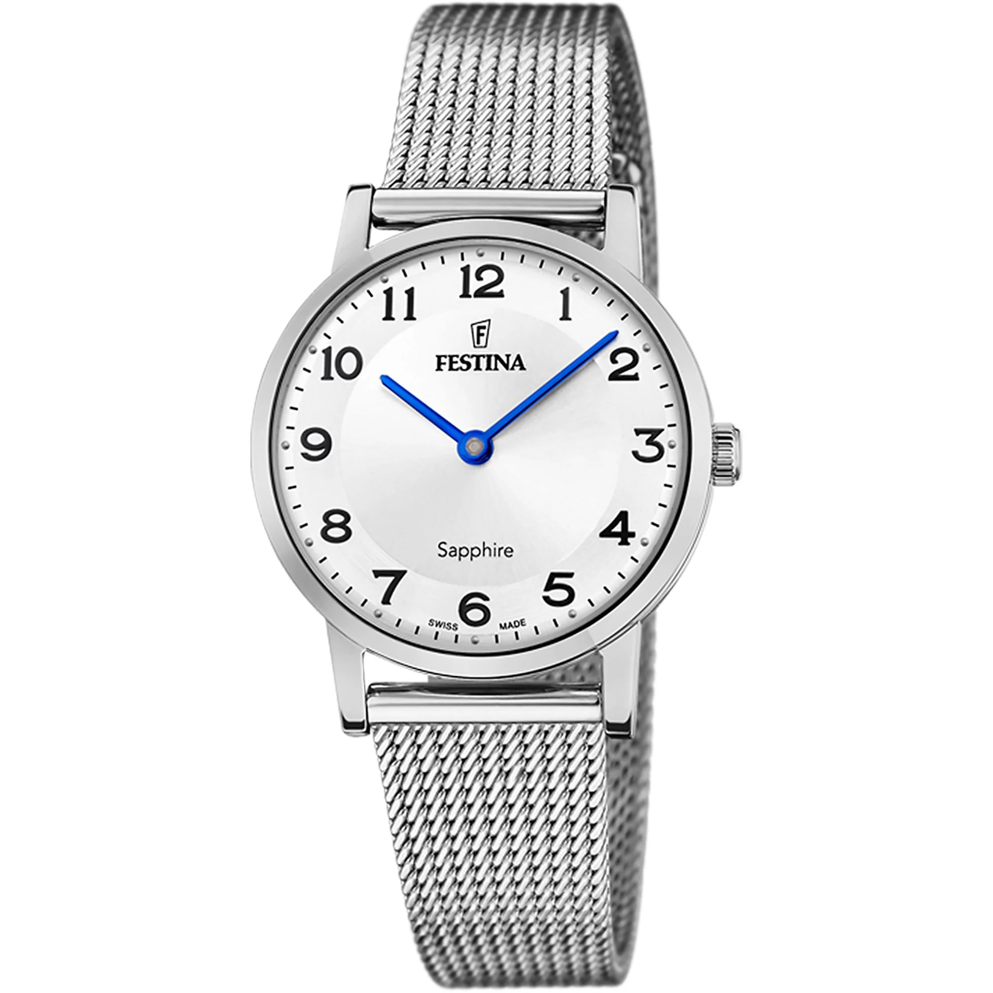 Swiss Made Silver / Stainless Steel Silver Dial