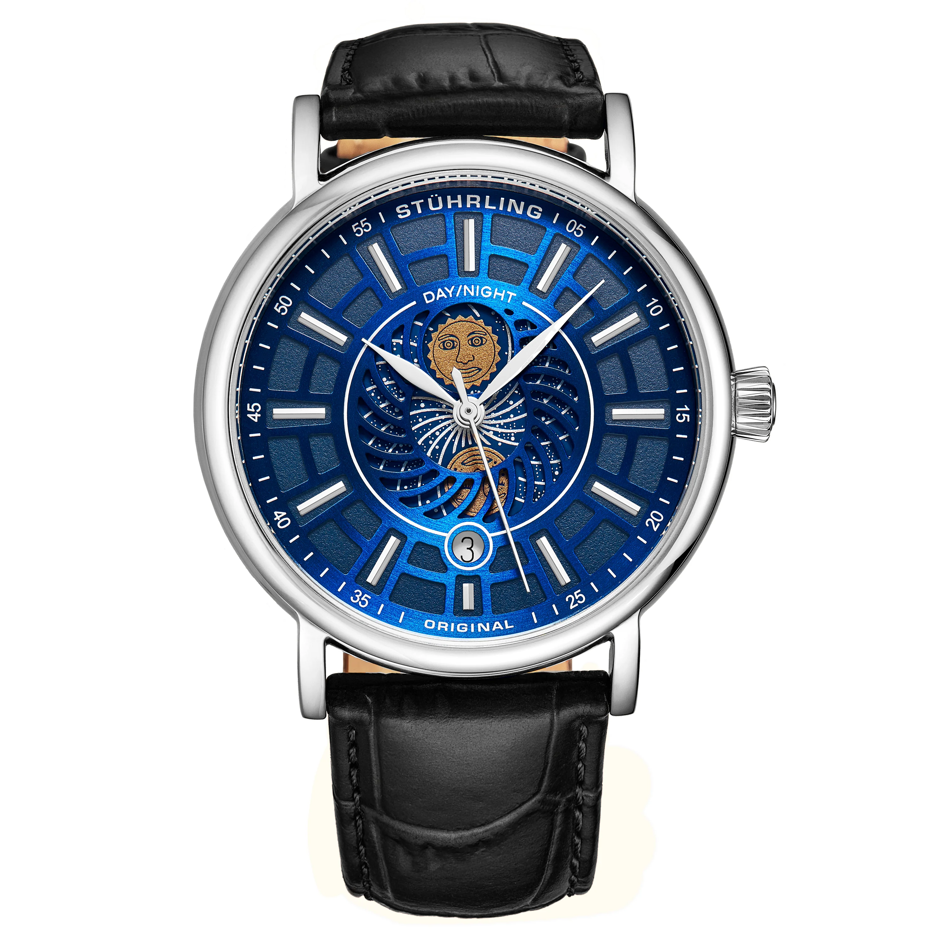 Symphony 899.03 Silver case/Leather strap/ Brass Dial | Blue Dial