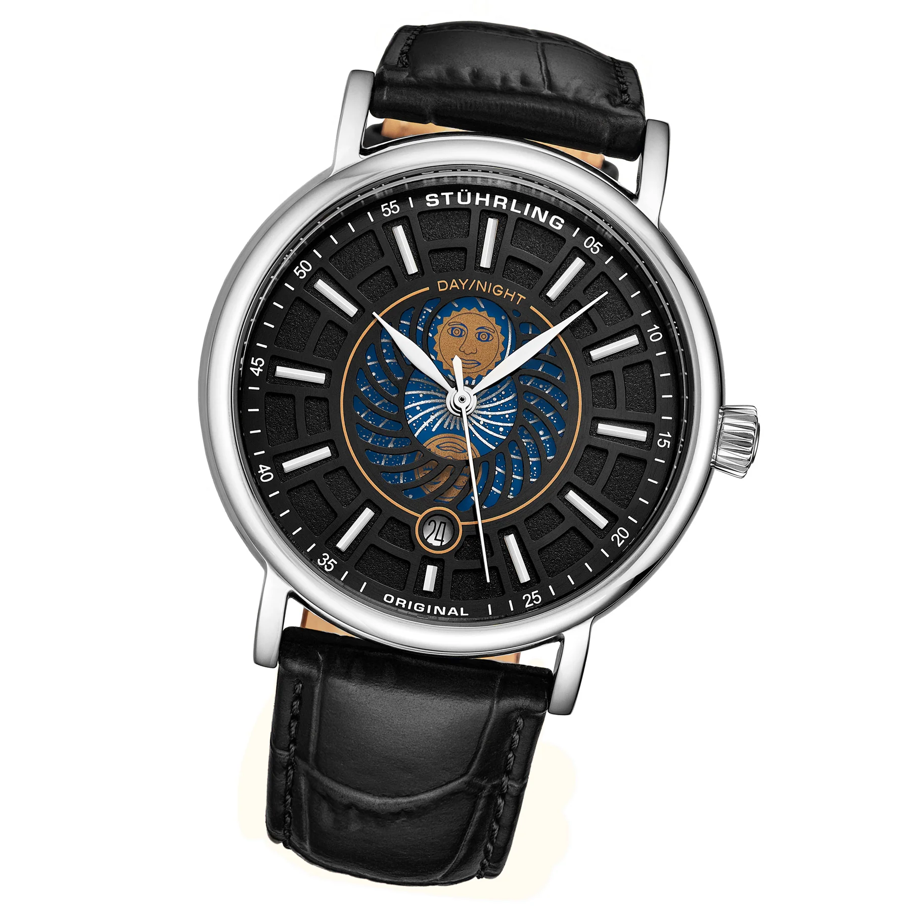Symphony 899 Silver case/Leather strap/ Brass Dial | Black Dial - Image 2