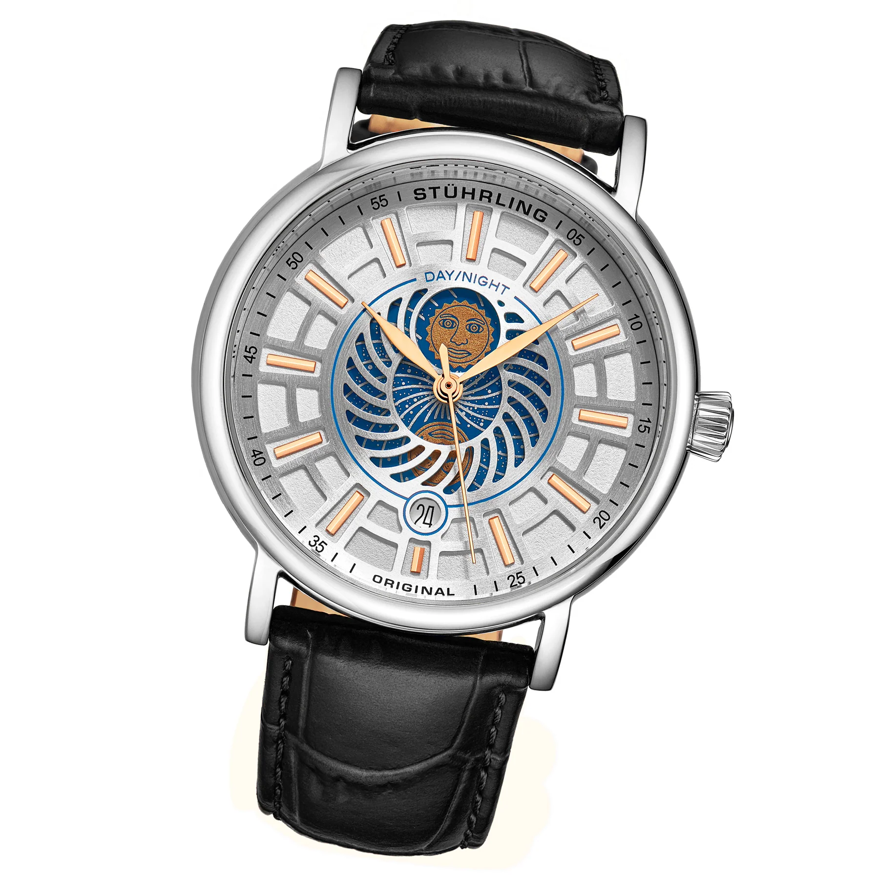 Symphony Silver case/Leather strap/ Brass Dial | White Dial - Image 2