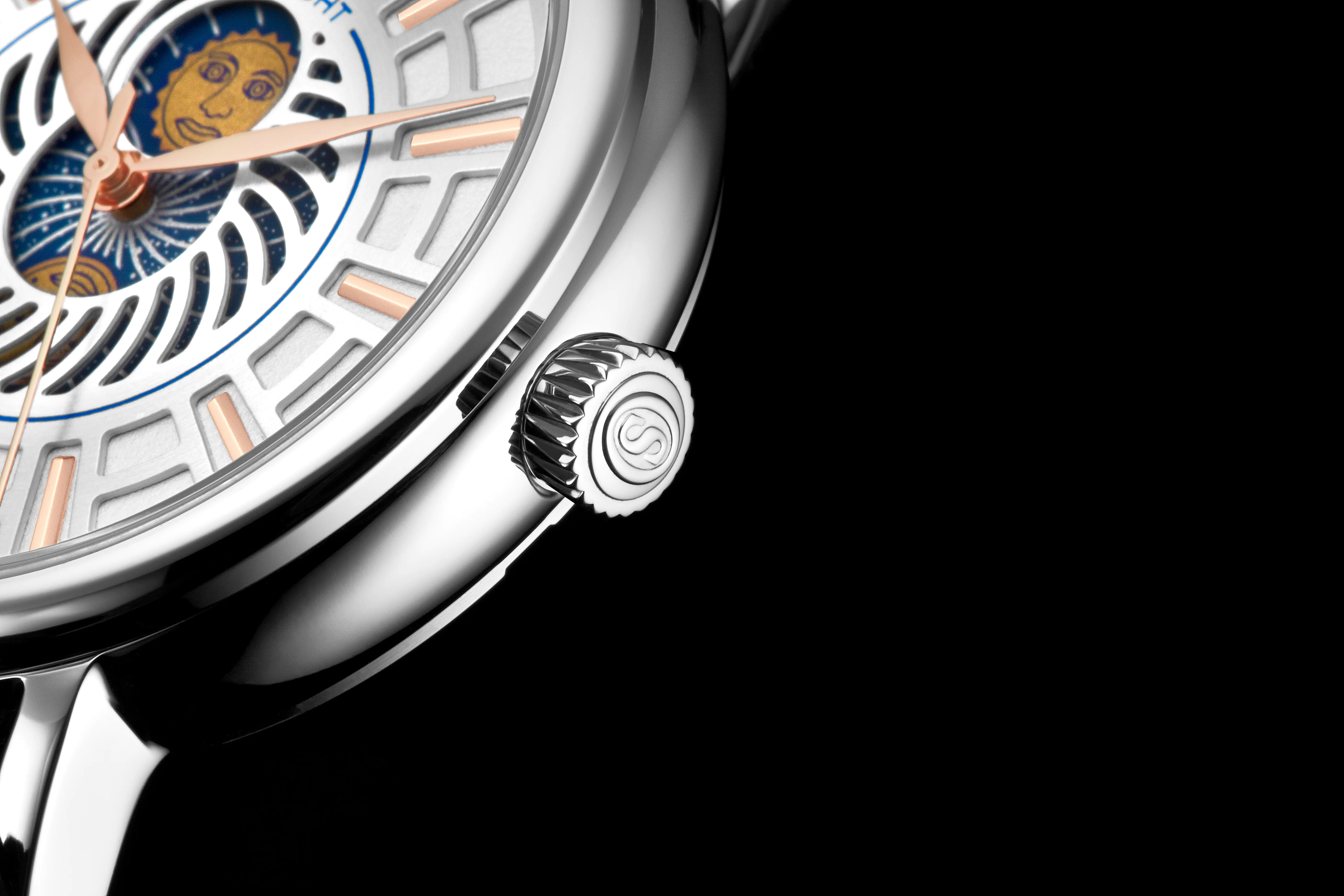 Symphony Silver case/Leather strap/ Brass Dial | White Dial - Image 4