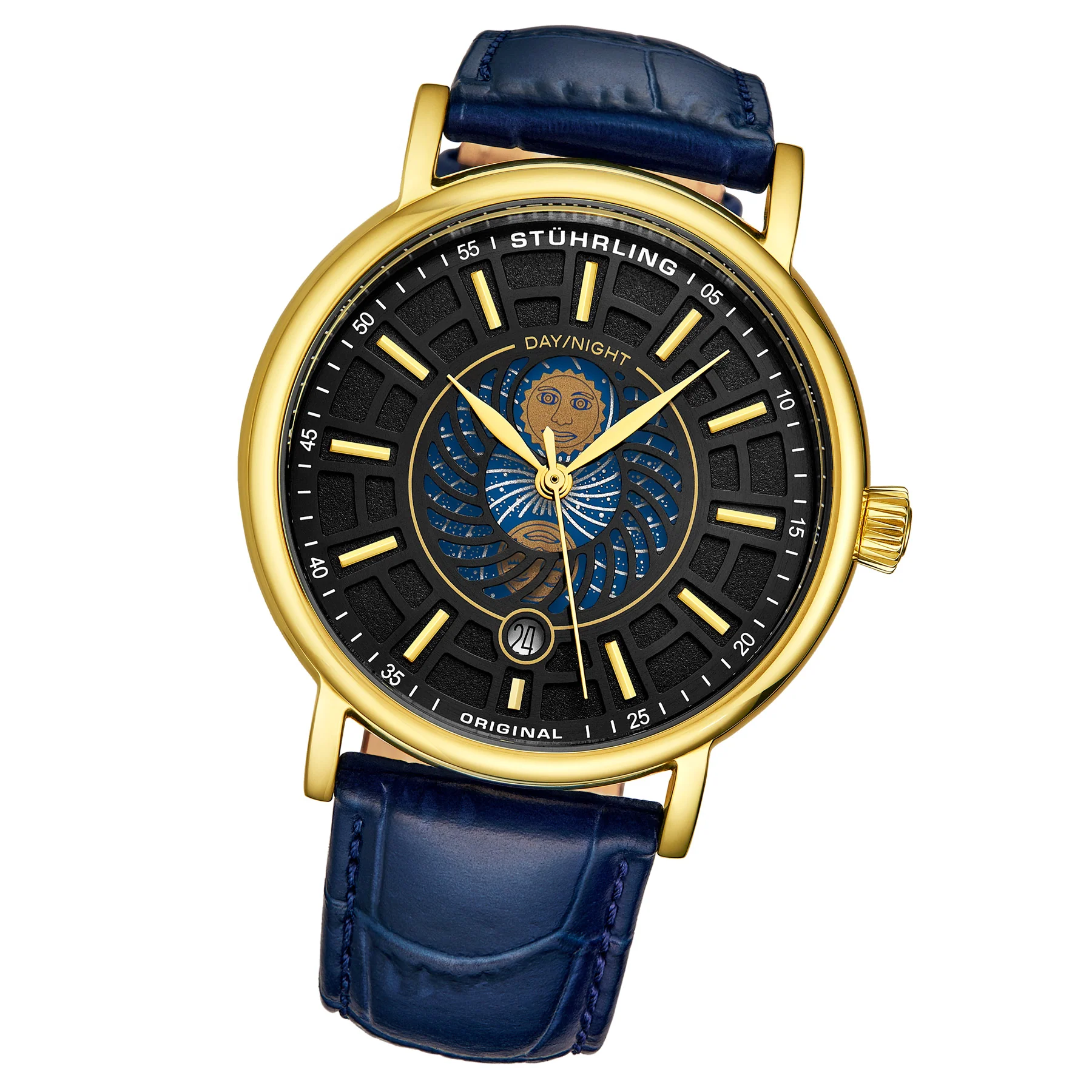 Symphony Gold case/Leather strap/ Brass Dial | Black Dial - Image 2