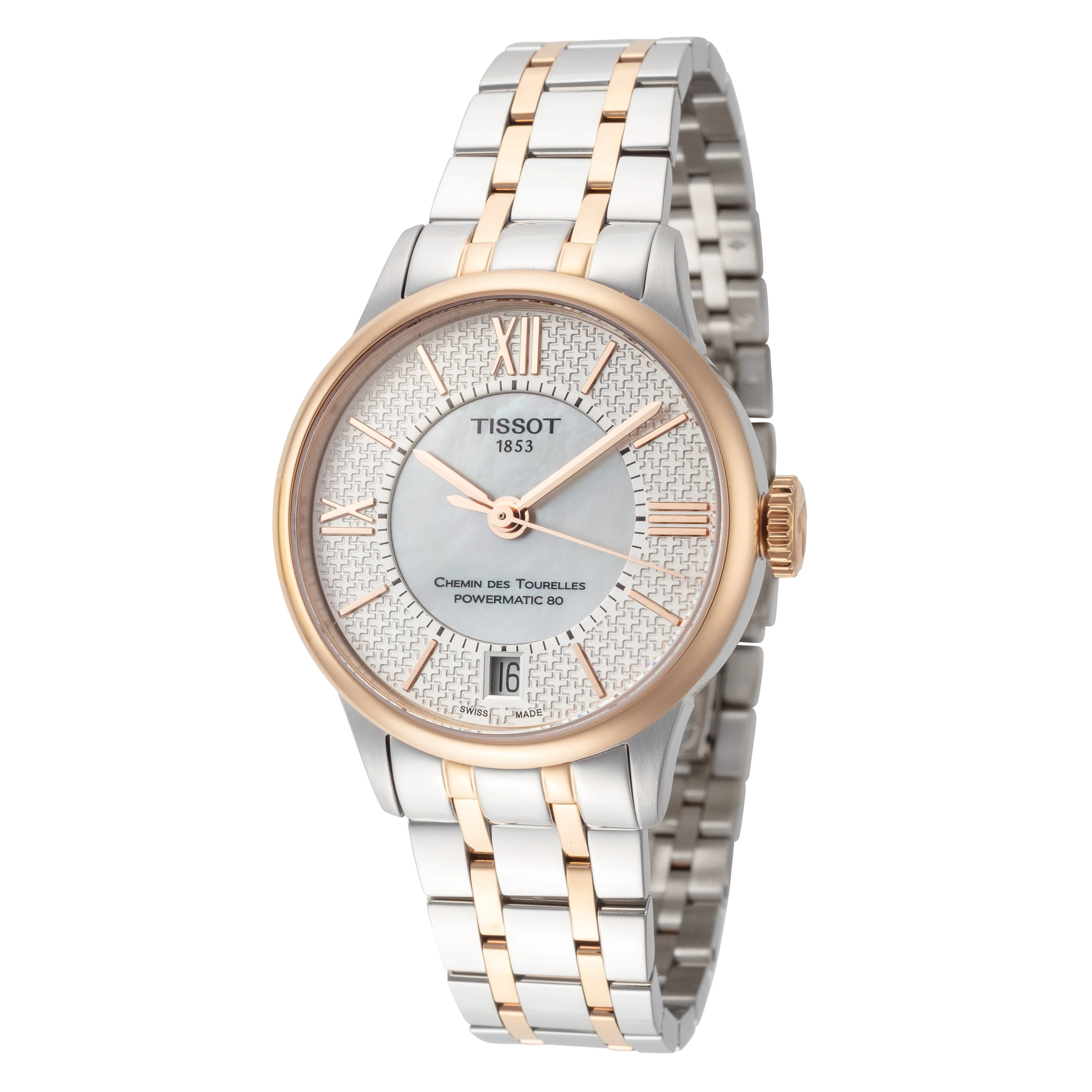 T-Classic 32mm / White Mother-of-Pearl / Silver and Rose Gold White Mother-of-Pearl Dial