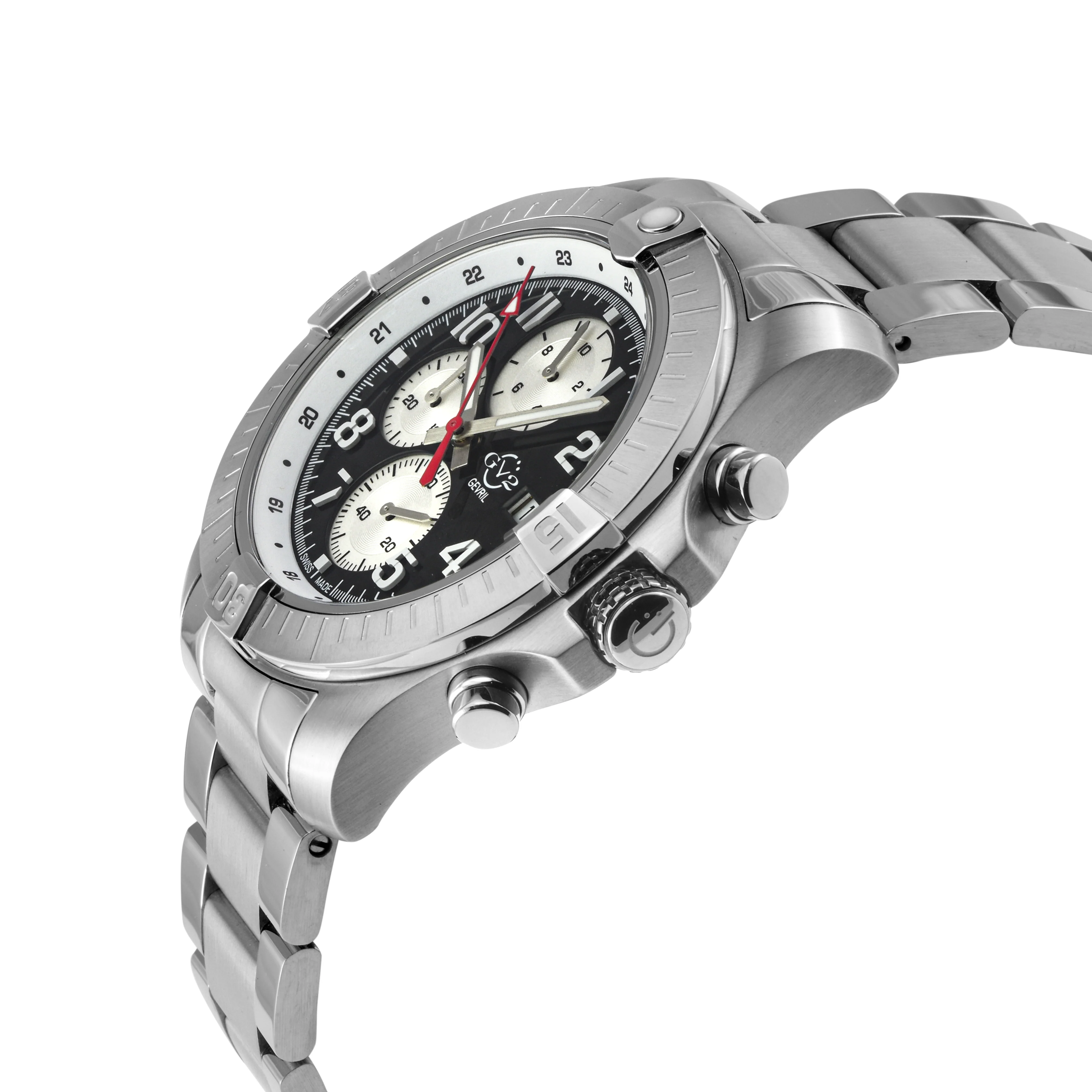 T38 GV2 Swiss Quartz Chronograph, 316L Case, Black Enamel Dial, 316L Bracelet | Black Enamel Dial - Image 2
