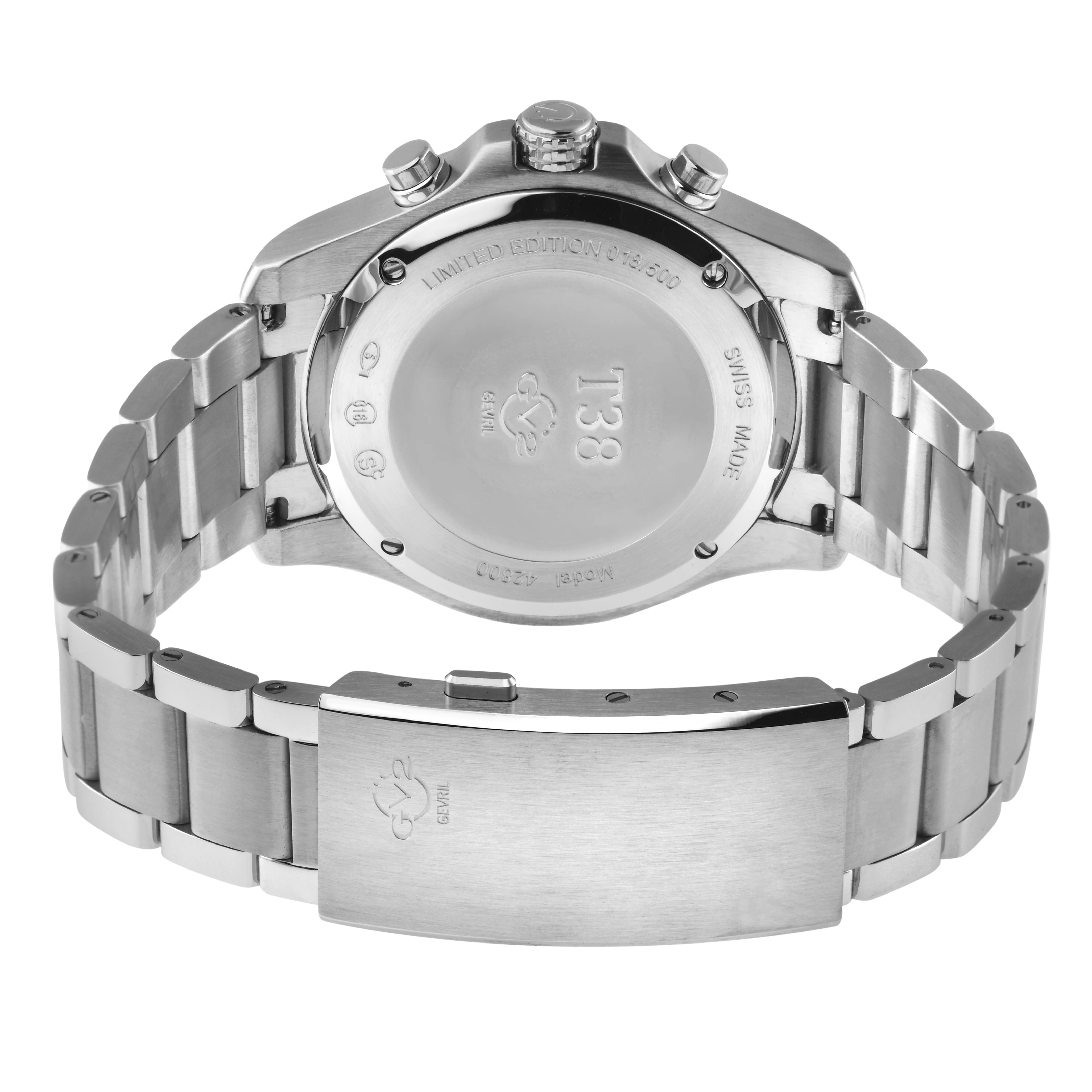 T38 GV2 Swiss Quartz Chronograph, 316L Case, Black Enamel Dial, 316L Bracelet | Black Enamel Dial - Image 3