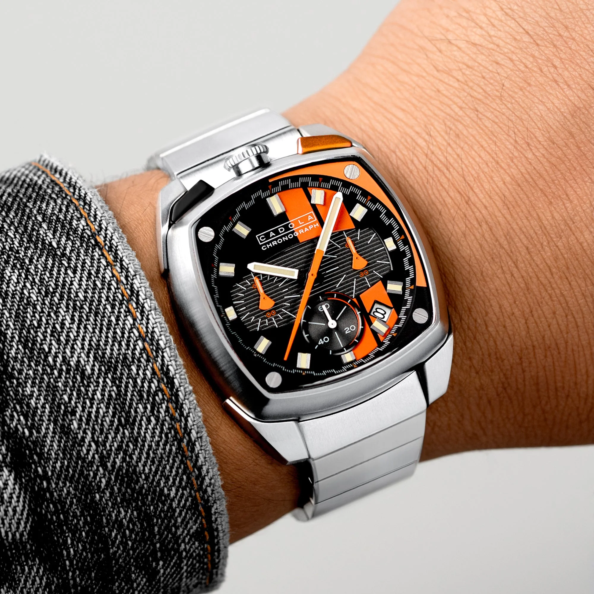 Taurus Chronograph Black & Orange / Stainless Steel | Black Dial - Image 2