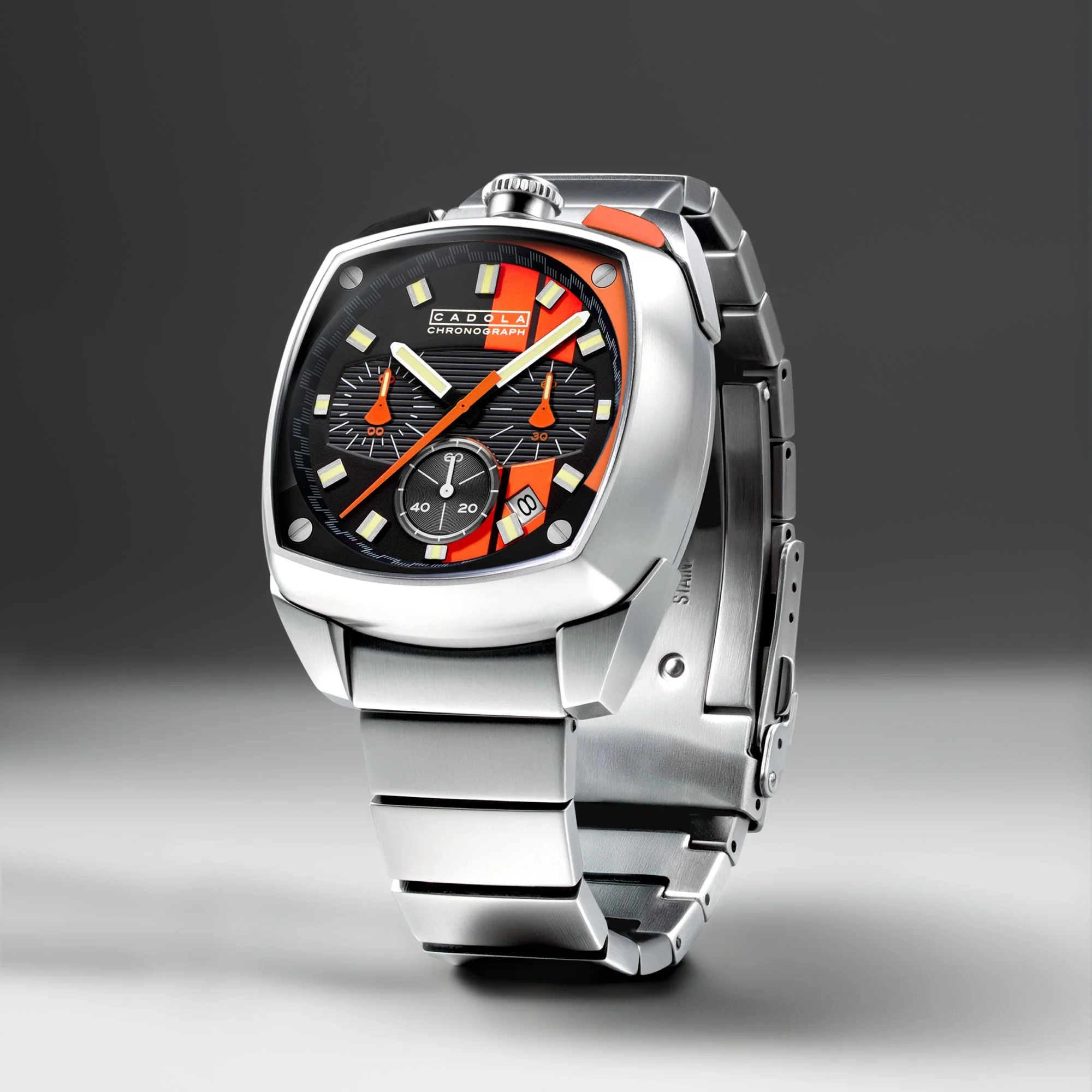 Taurus Chronograph Black & Orange / Stainless Steel | Black Dial - Image 4