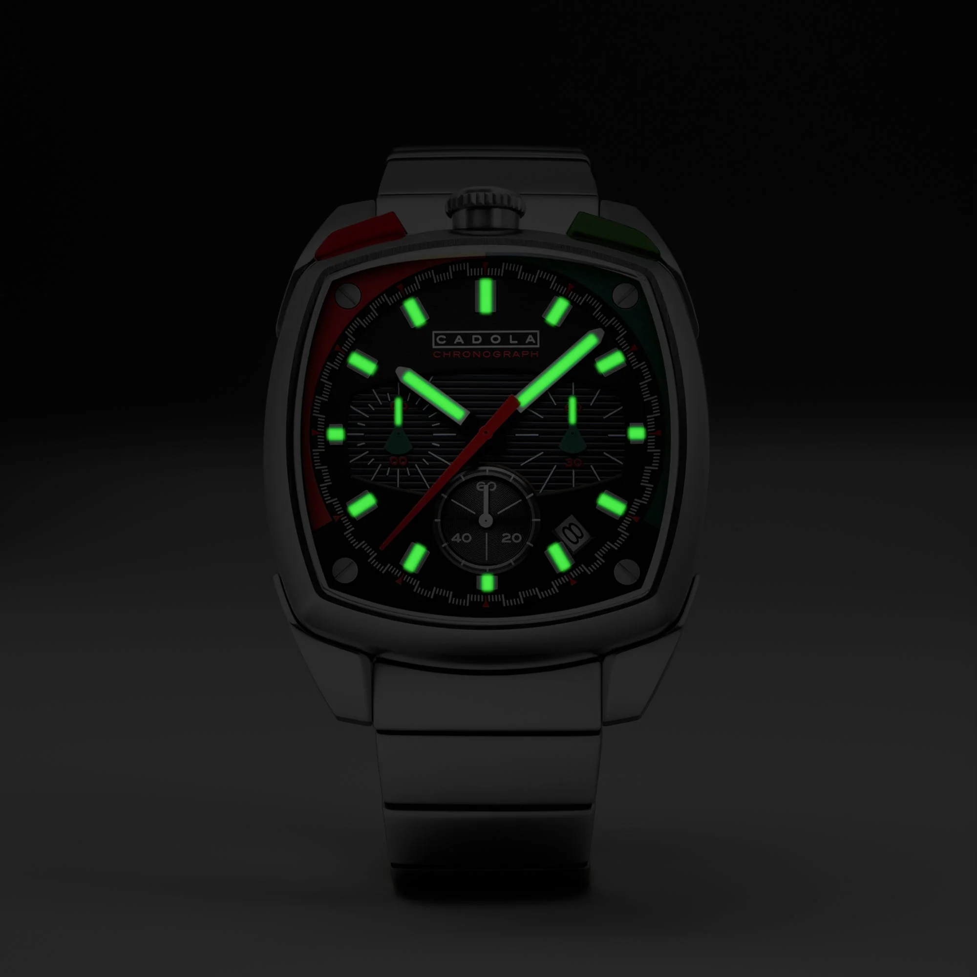 Taurus Chronograph Red & Green / Stainless Steel | Black Dial - Image 3