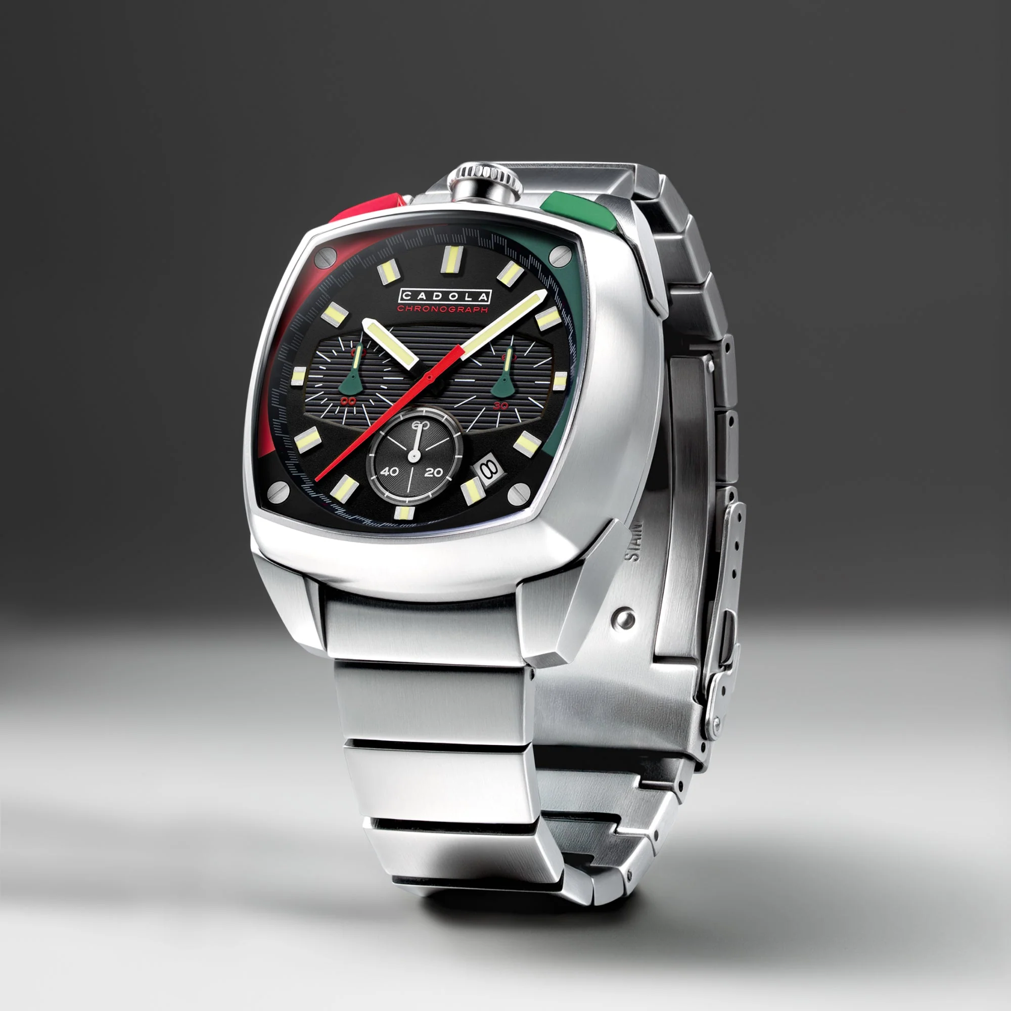 Taurus Chronograph Red & Green / Stainless Steel | Black Dial - Image 4
