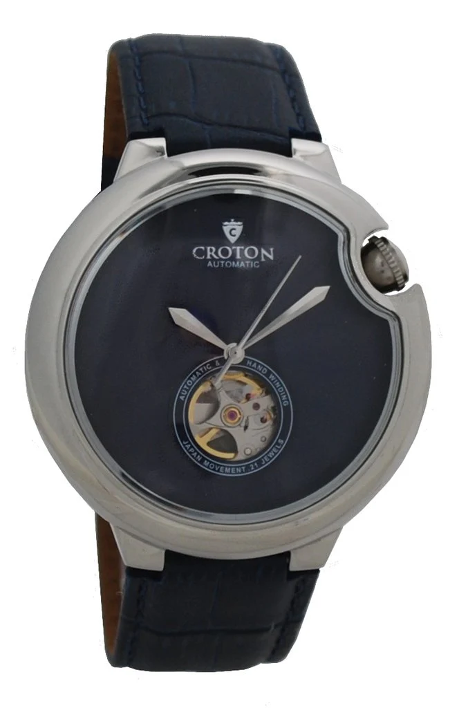 The Battito Men's Stainless Steel Automatic with Heartbeat & Leather Strap blue/silver/blue | White Dial