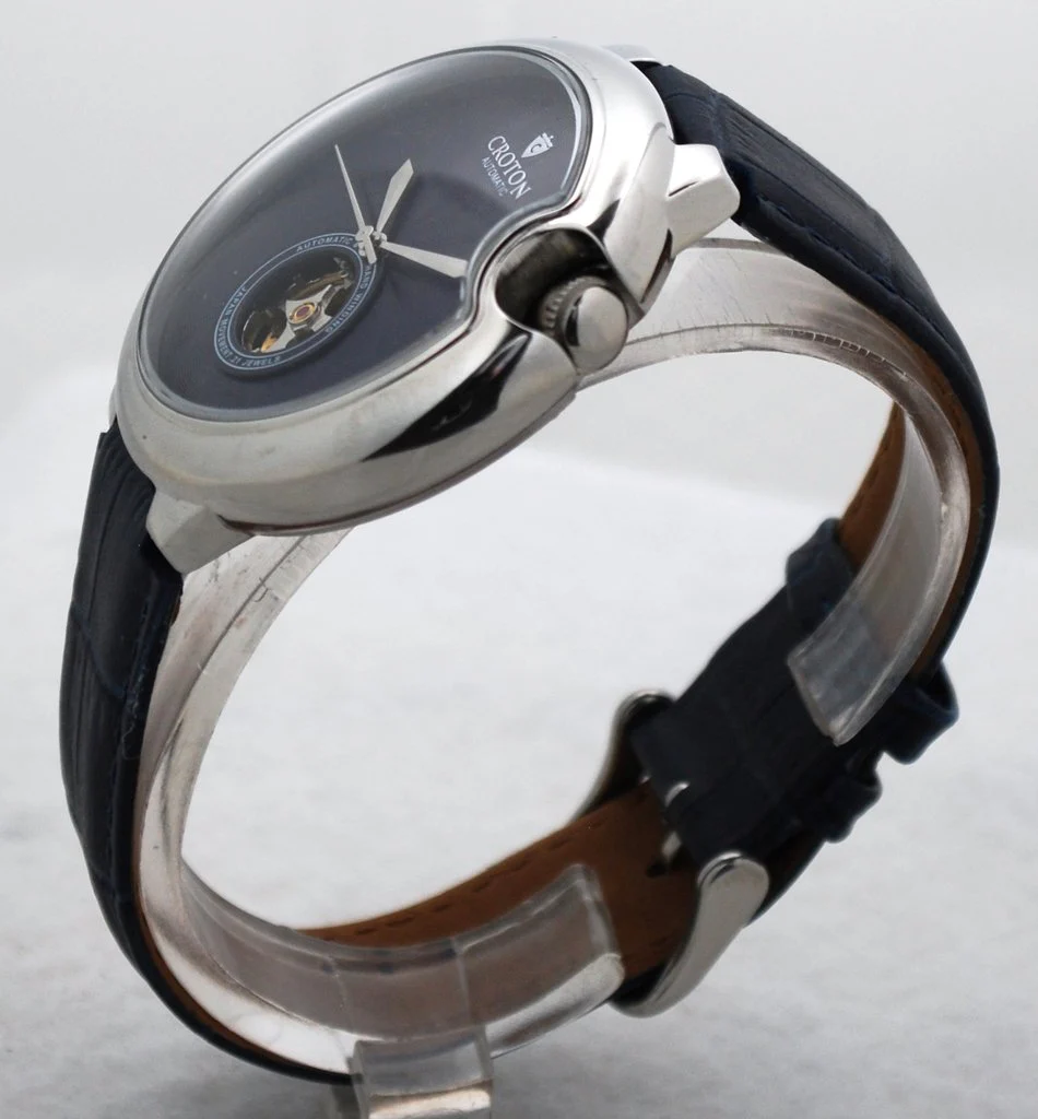 The Battito Men's Stainless Steel Automatic with Heartbeat & Leather Strap blue/silver/blue | White Dial - Image 2