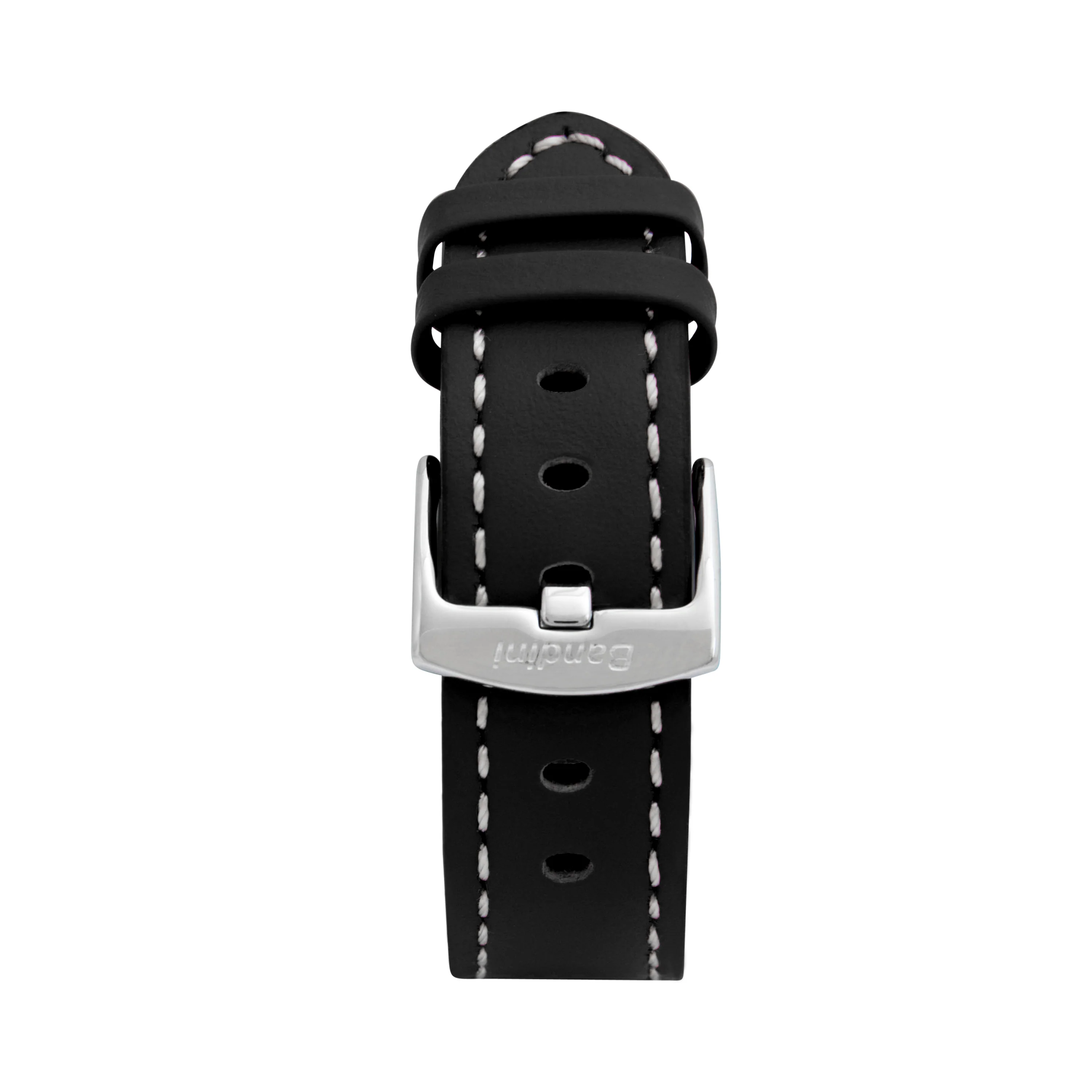 Thick Leather Racer Band with Stitch for Apple Watch Series 8/7/6/5/4/3/2/1/SE Black (38mm | 40mm | 41mm) | Dial - Image 3