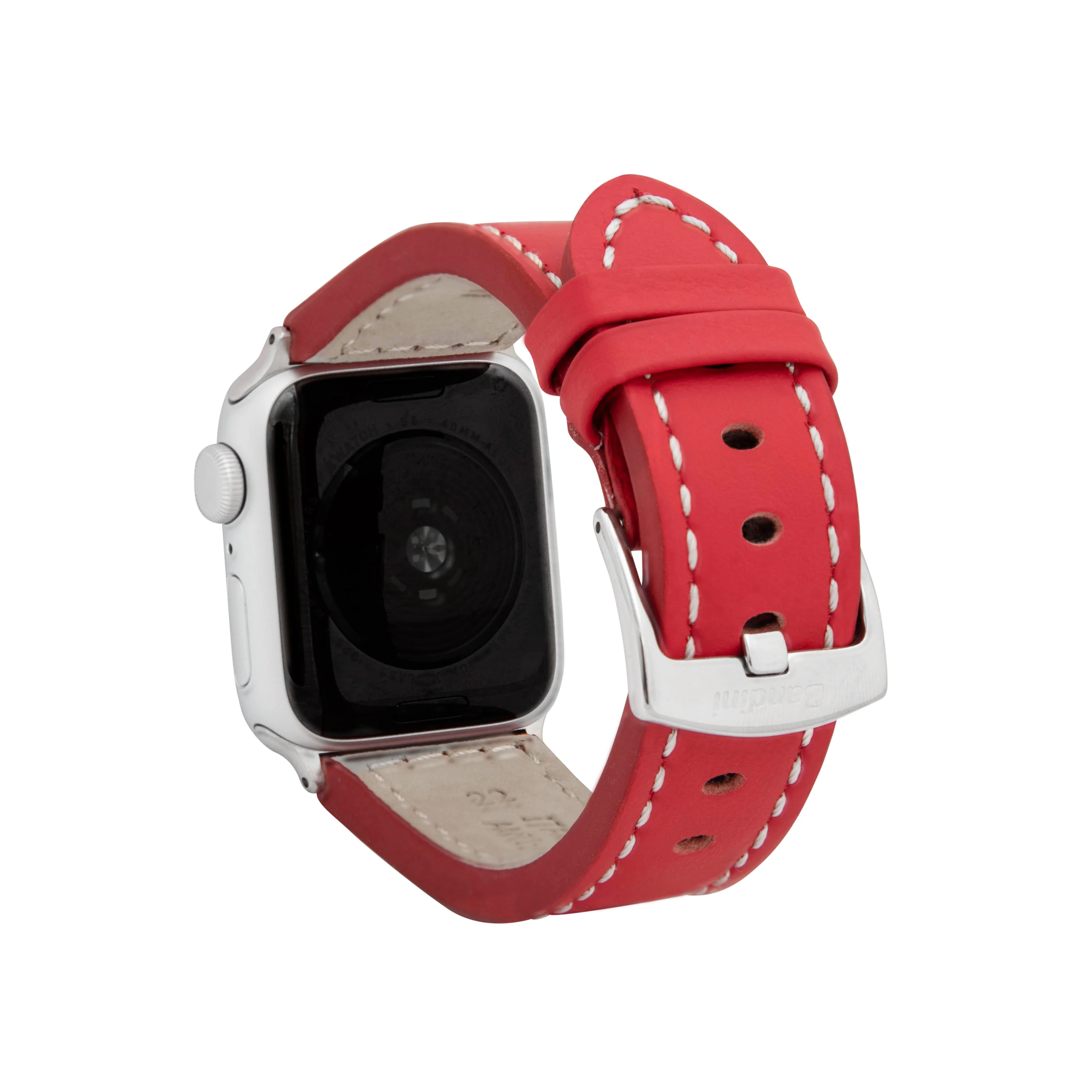 Thick Leather Racer Band with Stitch for Apple Watch Ultra & Series 8/7/6/5/4/3/2/1/SE Red (42mm | 44mm | 45mm | 49mm) | Dial