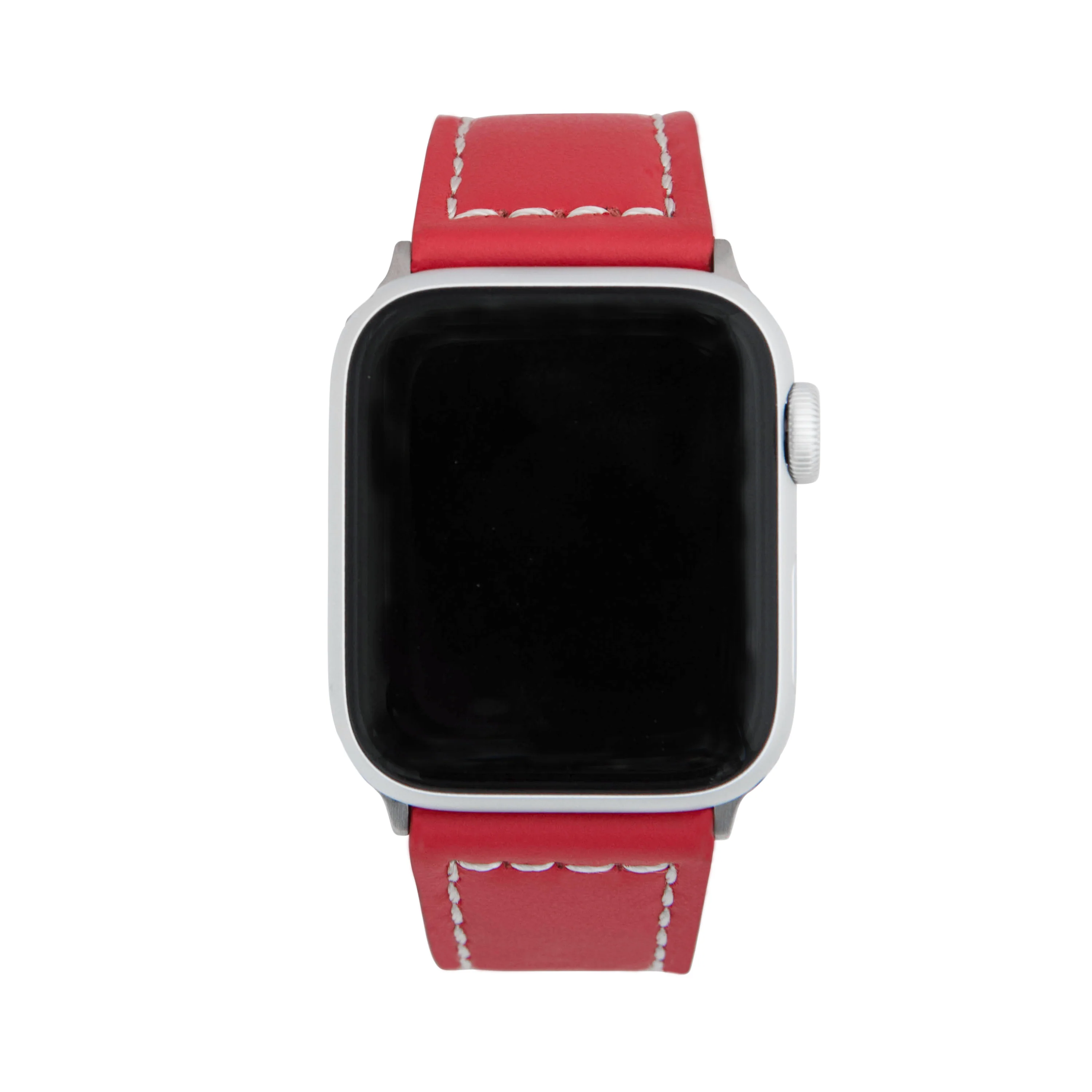 Thick Leather Racer Band with Stitch for Apple Watch Ultra & Series 8/7/6/5/4/3/2/1/SE Red (42mm | 44mm | 45mm | 49mm) | Dial - Image 2