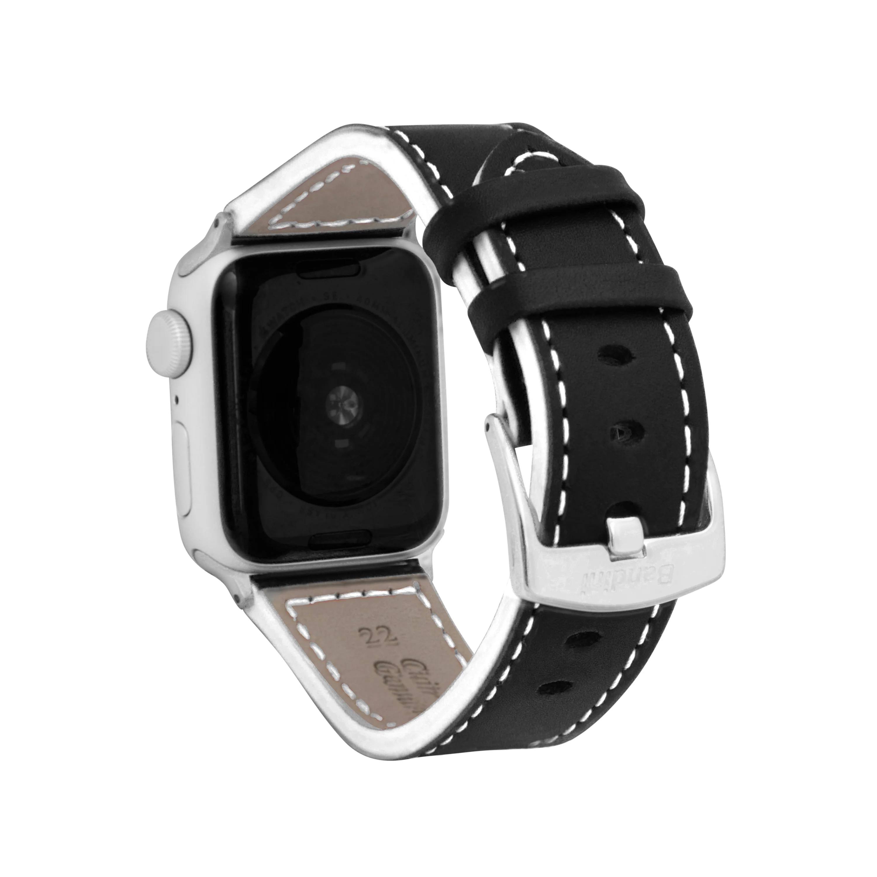 Thick Leather Two-Tone Racer Band for Apple Watch Series 8/7/6/5/4/3/2/1/SE Black & White (38mm | 40mm | 41mm) | Dial