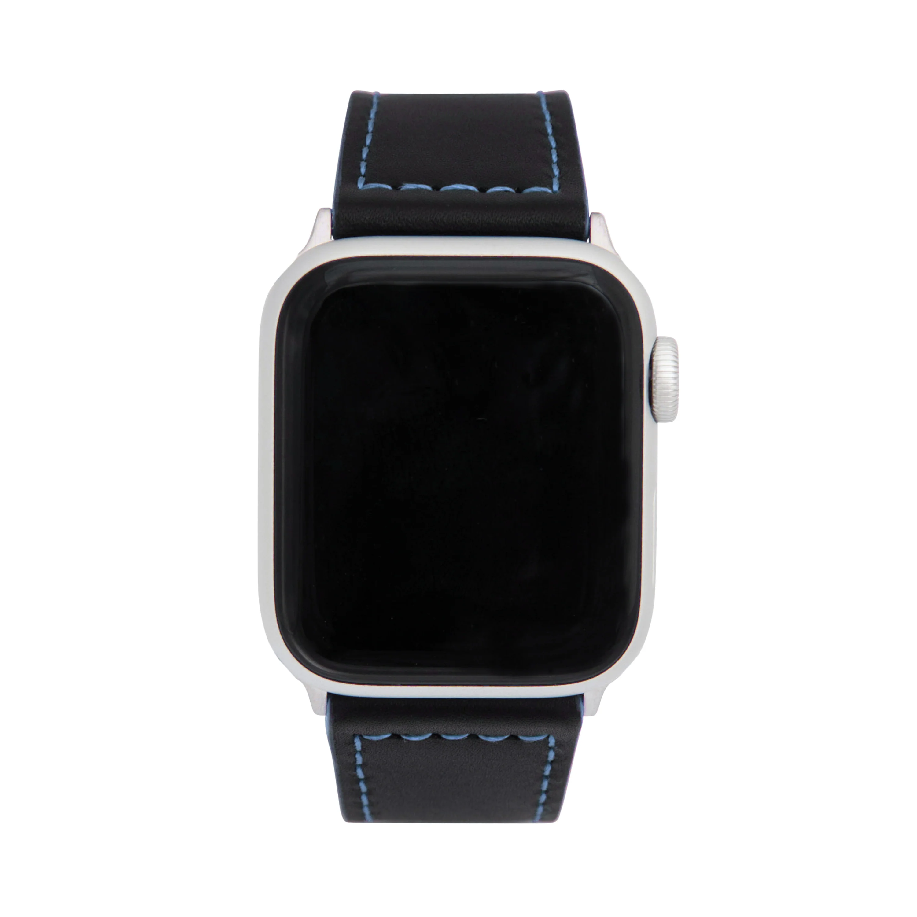 Thick Leather Two-Tone Racer Band for Apple Watch Series 8/7/6/5/4/3/2/1/SE Black & Blue (38mm | 40mm | 41mm) |  Dial - Image 2
