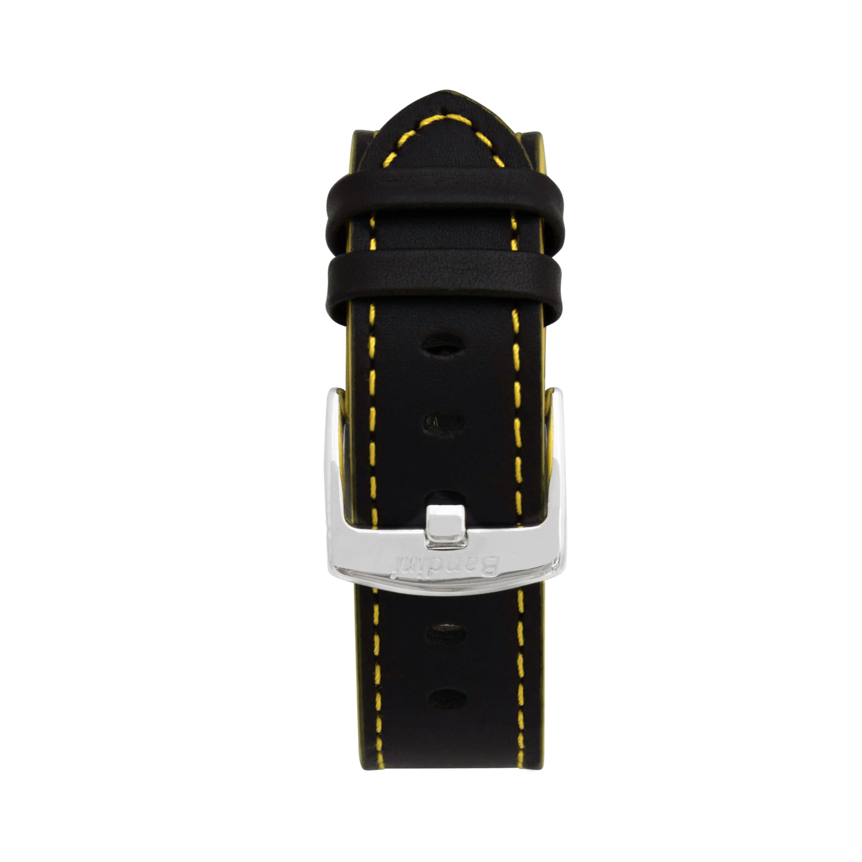 Thick Leather Two-Tone Racer Band for Apple Watch Series 8/7/6/5/4/3/2/1/SE Black & Yellow (38mm | 40mm | 41mm) | Dial - Image 3