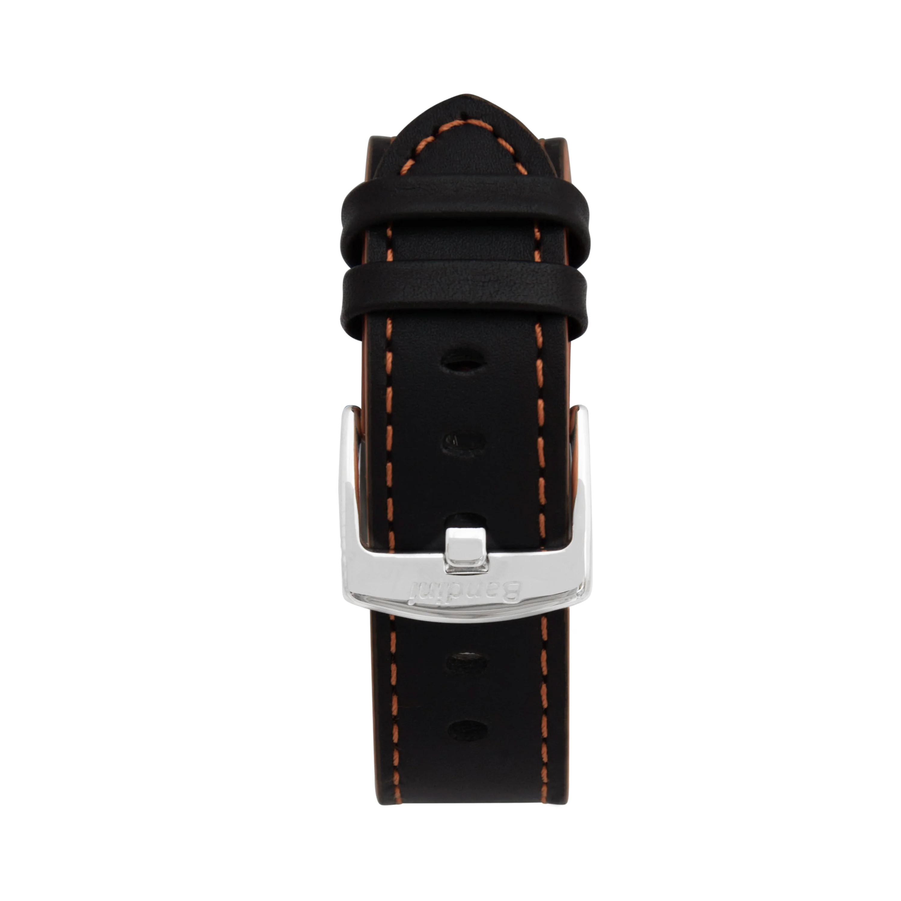 Thick Leather Two-Tone Racer Band for Apple Watch Series 8/7/6/5/4/3/2/1/SE Black & Orange (38mm | 40mm | 41mm) |  Dial - Image 3