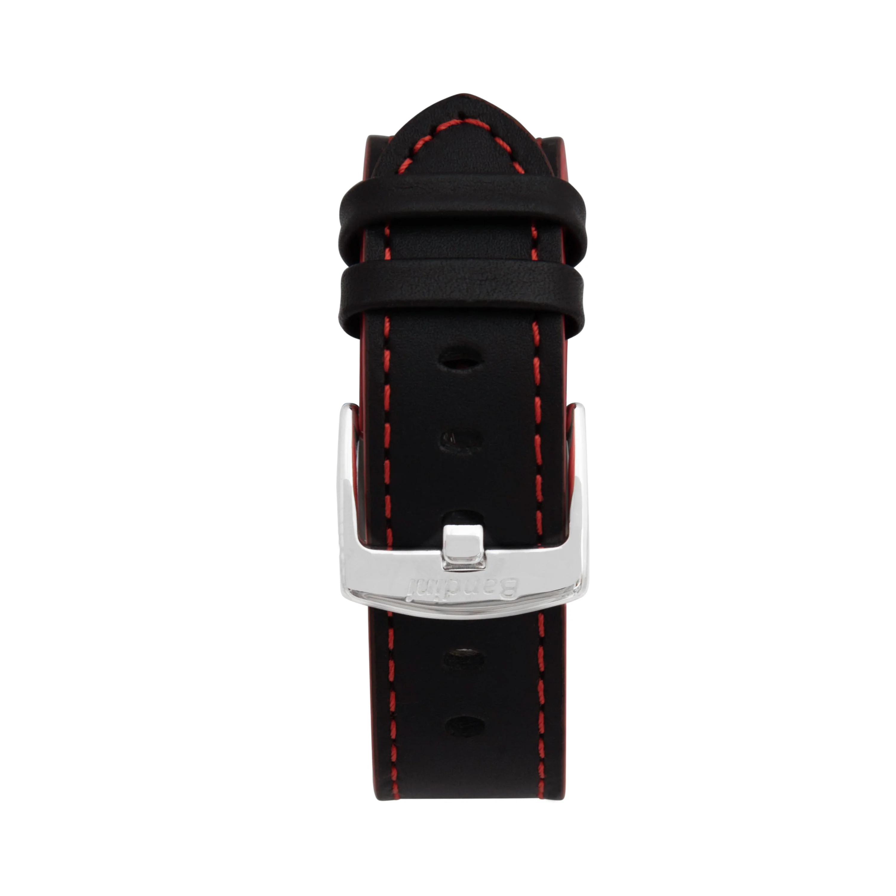 Thick Leather Two-Tone Racer Band for Apple Watch Series 8/7/6/5/4/3/2/1/SE Black & Red (38mm | 40mm | 41mm) | Dial - Image 3