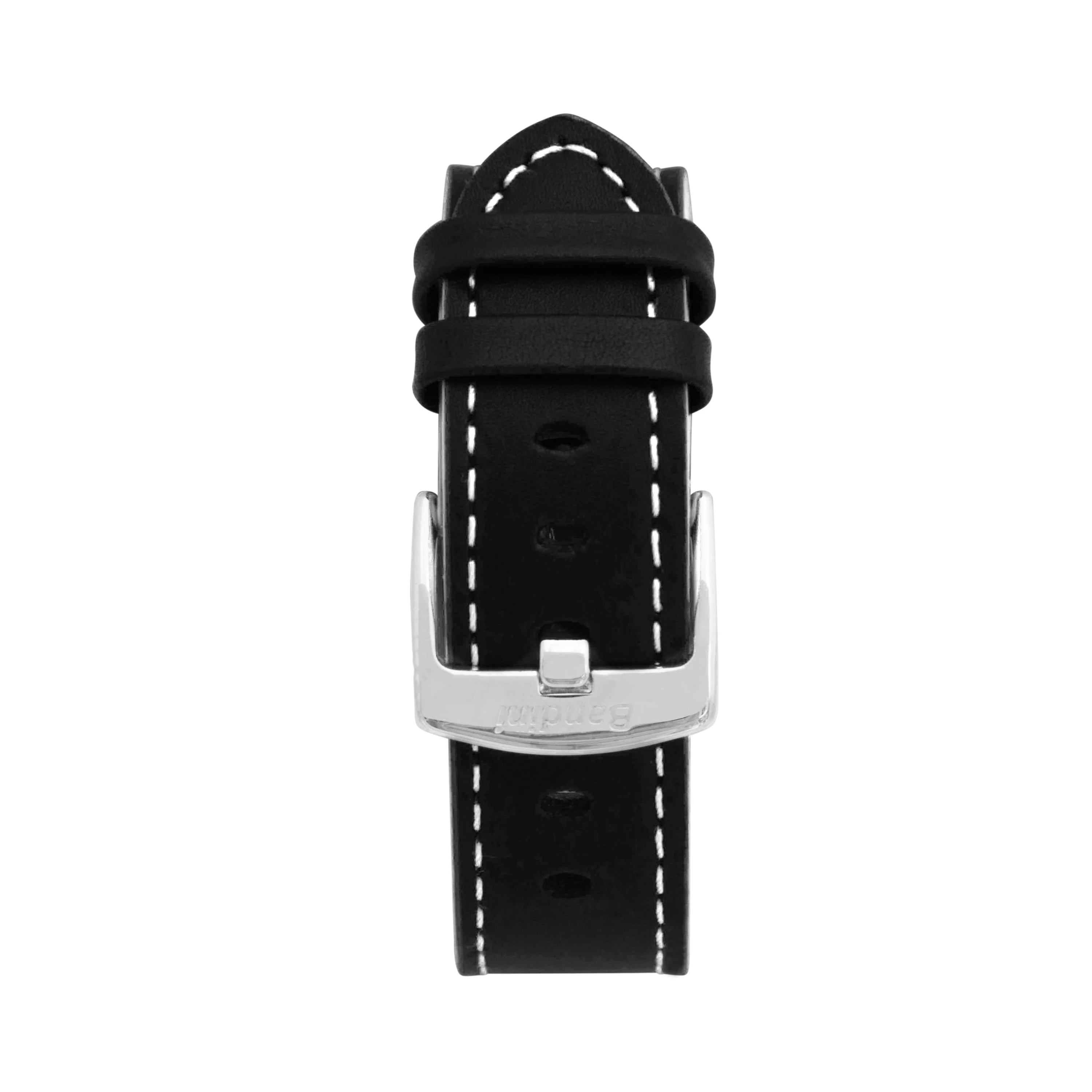Thick Leather Two-Tone Racer Band for Apple Watch Ultra & Series 8/7/6/5/4/3/2/1/SE Black & White (42mm | 44mm | 45mm | 49mm) | Dial - Image 3