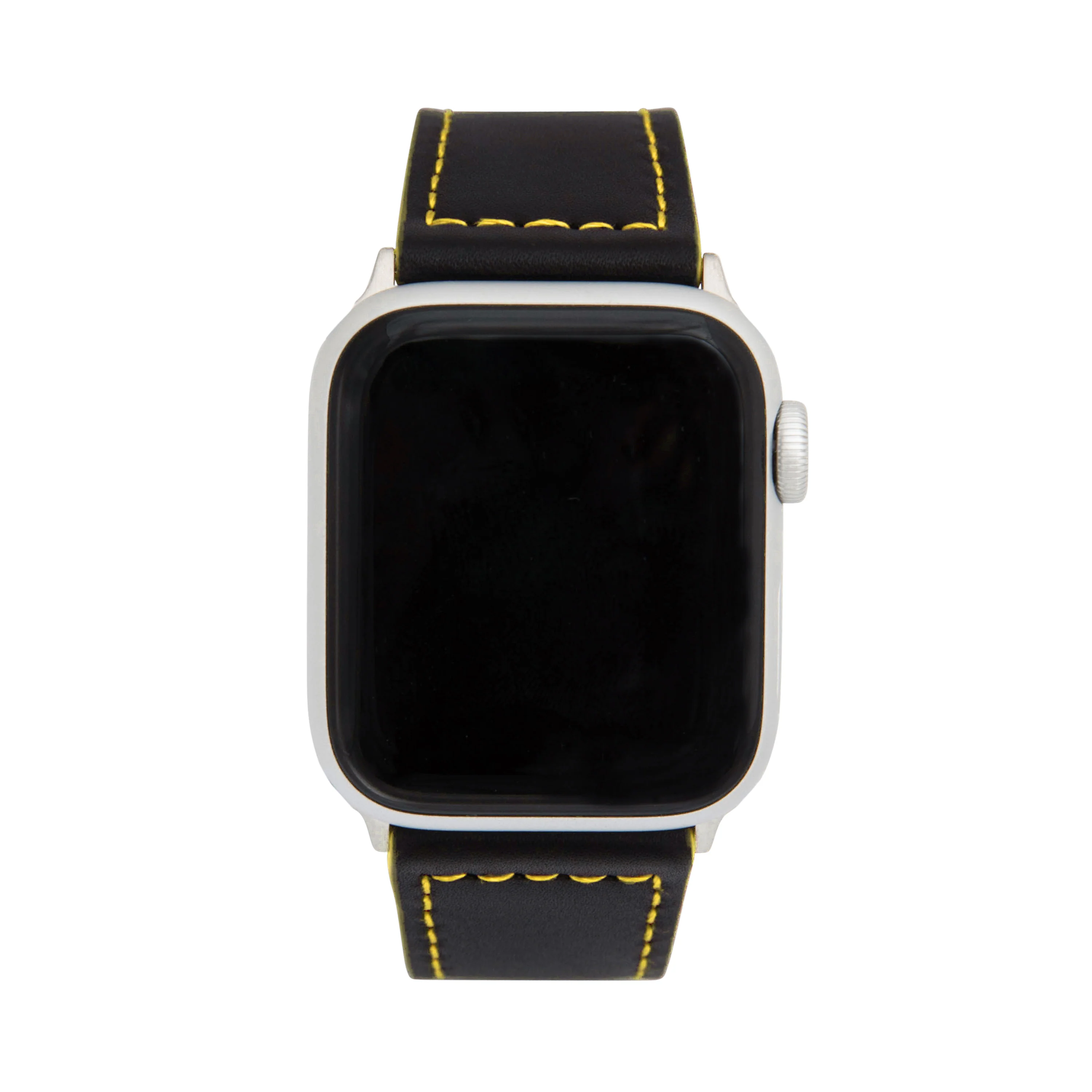 Thick Leather Two-Tone Racer Band for Apple Watch Ultra & Series 8/7/6/5/4/3/2/1/SE Black & Yellow (42mm | 44mm | 45mm | 49mm) | Dial - Image 2