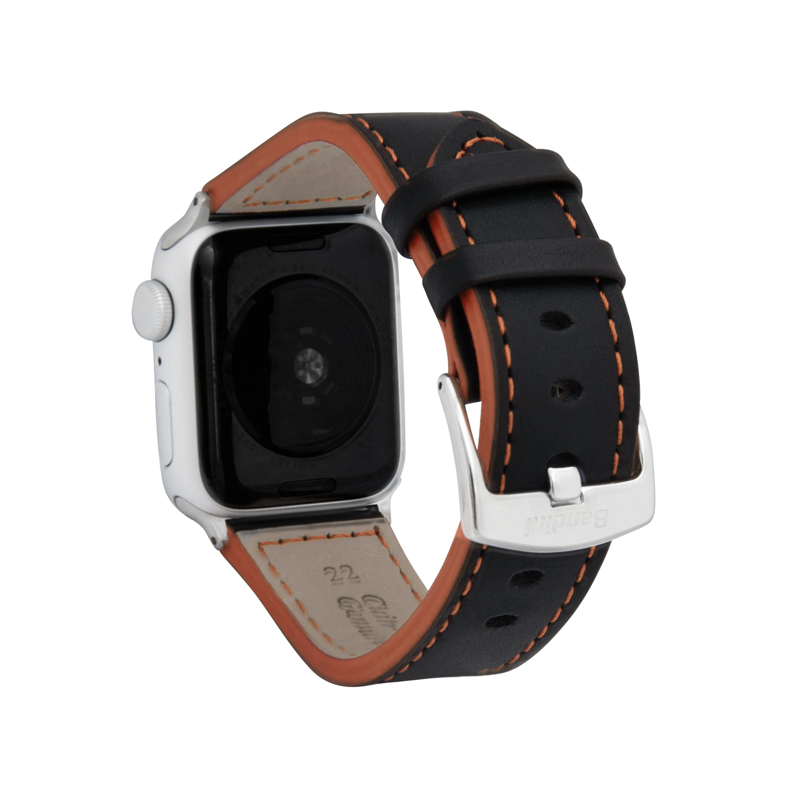 Thick Leather Two-Tone Racer Band for Apple Watch Ultra & Series 8/7/6/5/4/3/2/1/SE Black & Red (42mm | 44mm | 45mm | 49mm) | Dial