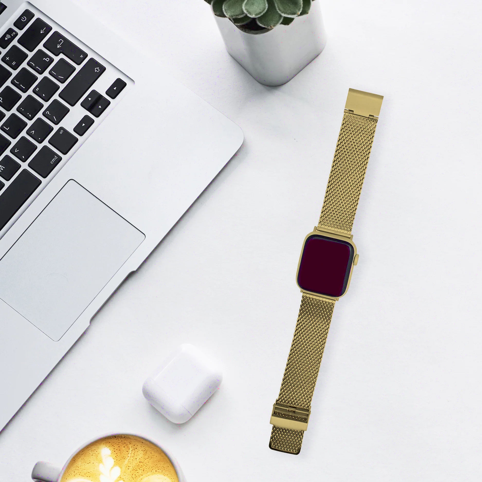Thick Mesh Band for Apple Watch Ultra & Series 8/7/6/5/4/3/2/1/SE Gold (42mm | 44mm | 45mm | 49mm) | Dial - Image 4