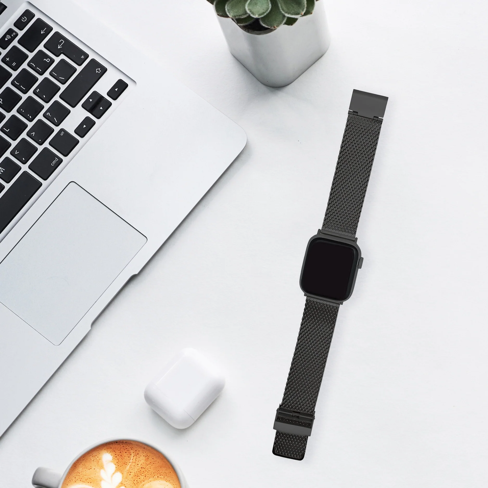 Thick Mesh Band for Apple Watch Ultra & Series 8/7/6/5/4/3/2/1/SE Black (42mm | 44mm | 45mm | 49mm) |  Dial - Image 4