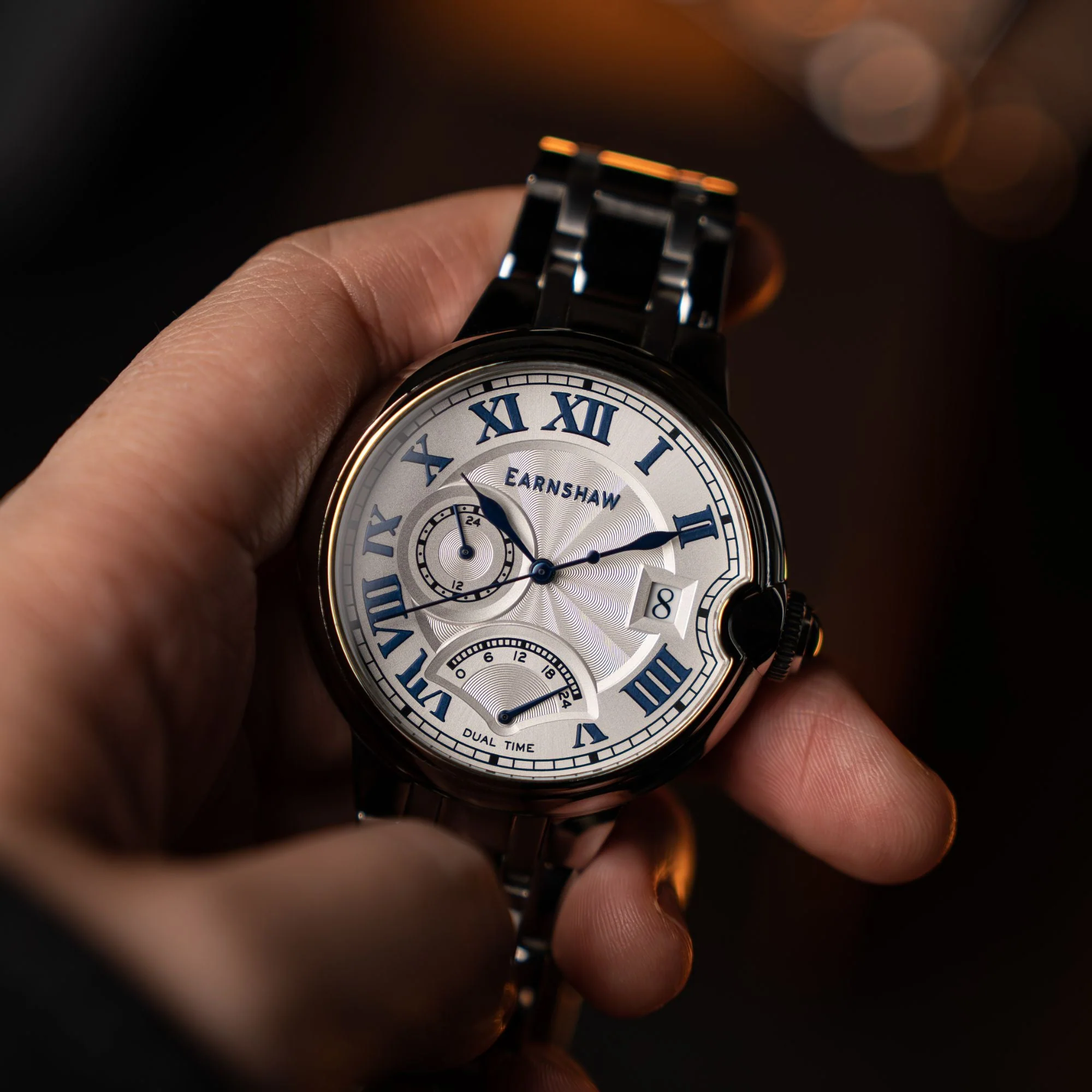 Thomas Earnshaw Barallier Retrograde Dual Time Silver / Stainless Steel | Silver Dial - Image 2