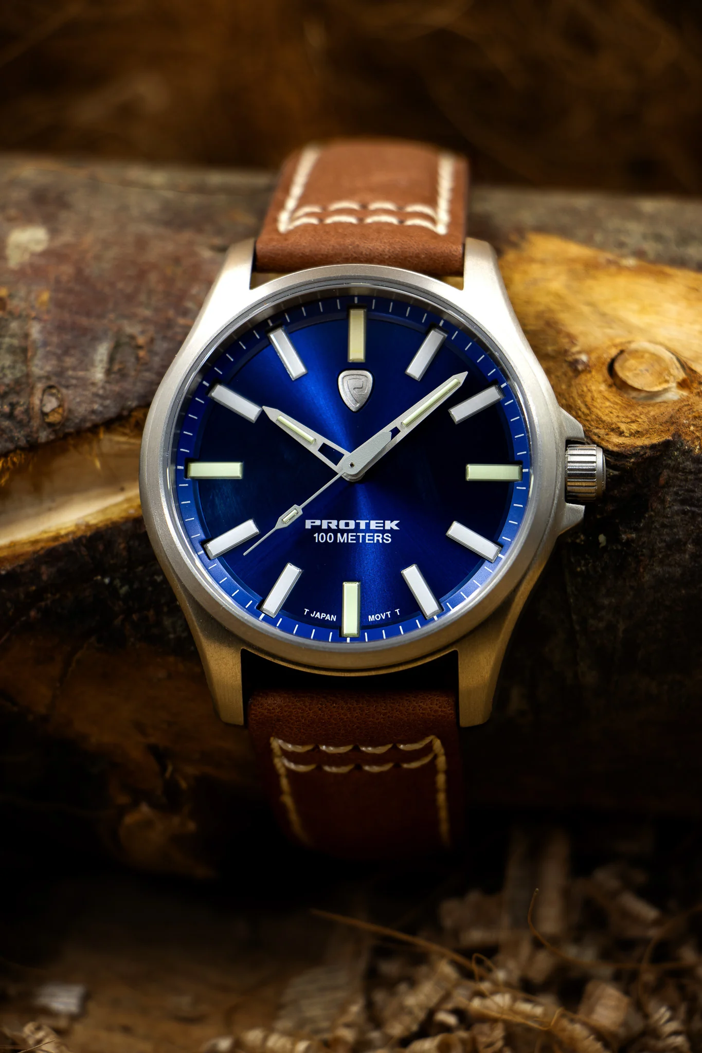 Titanium Field Black Case, Blue Sunray Dial, Dark Tan Strap | Blue Dial - Image 3