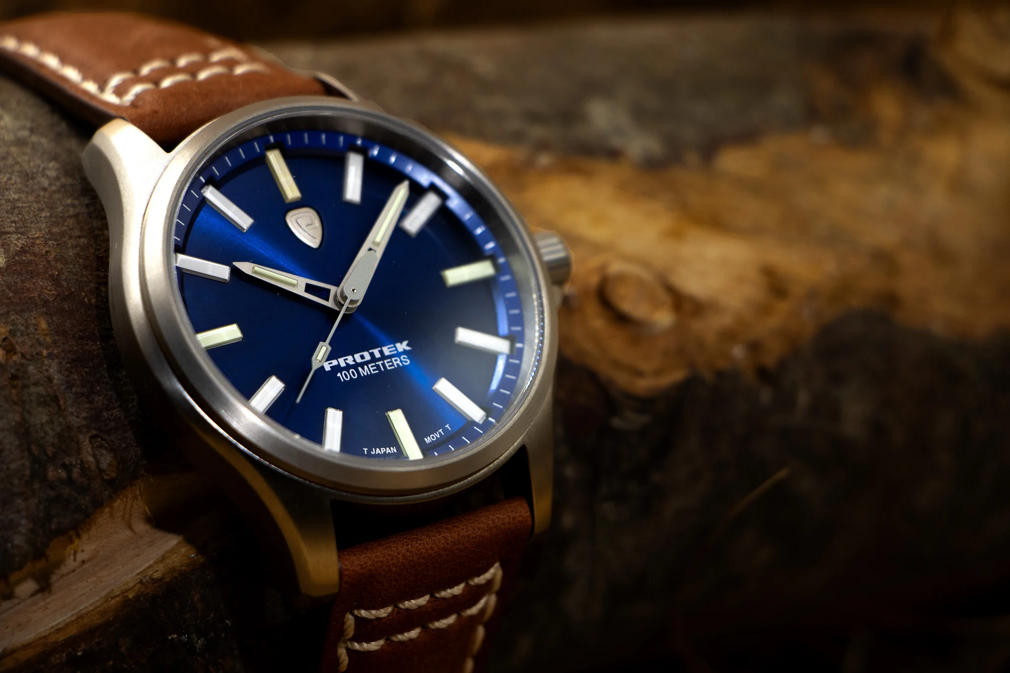Titanium Field Black Case, Blue Sunray Dial, Dark Tan Strap | Blue Dial - Image 5