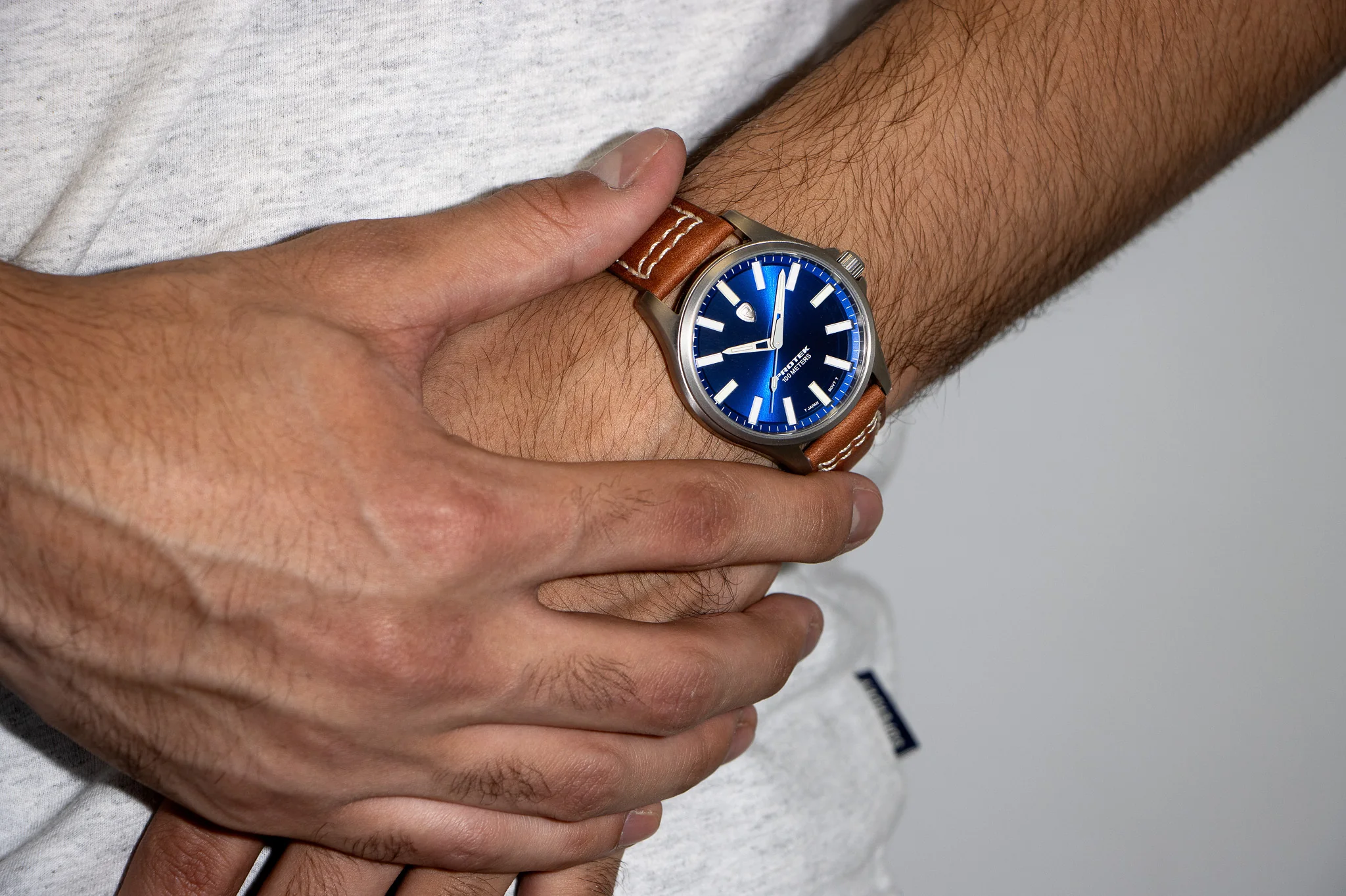 Titanium Field Black Case, Blue Sunray Dial, Dark Tan Strap | Blue Dial - Image 6