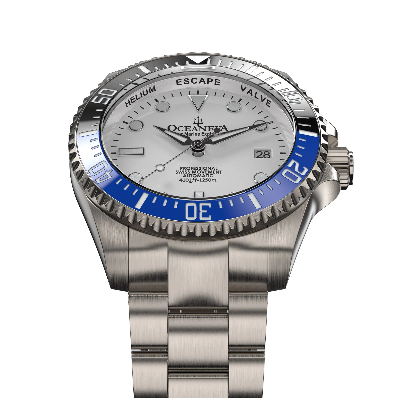 TITANIUM Deep Marine Explorer II Black/Blue Bezel | White Dial - Image 2