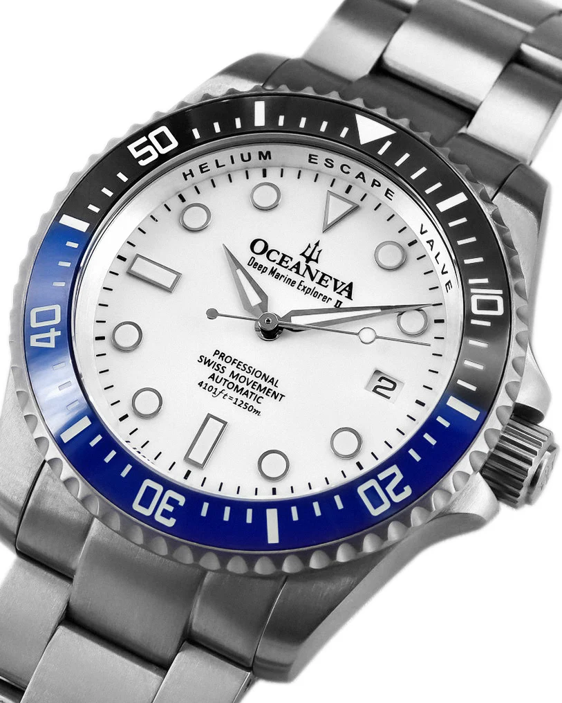 TITANIUM Deep Marine Explorer II Black/Blue Bezel | White Dial - Image 3