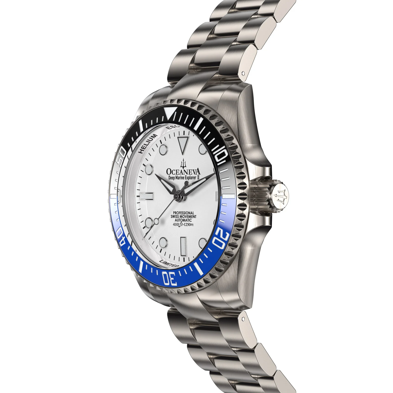 TITANIUM Deep Marine Explorer II Black/Blue Bezel | White Dial - Image 5