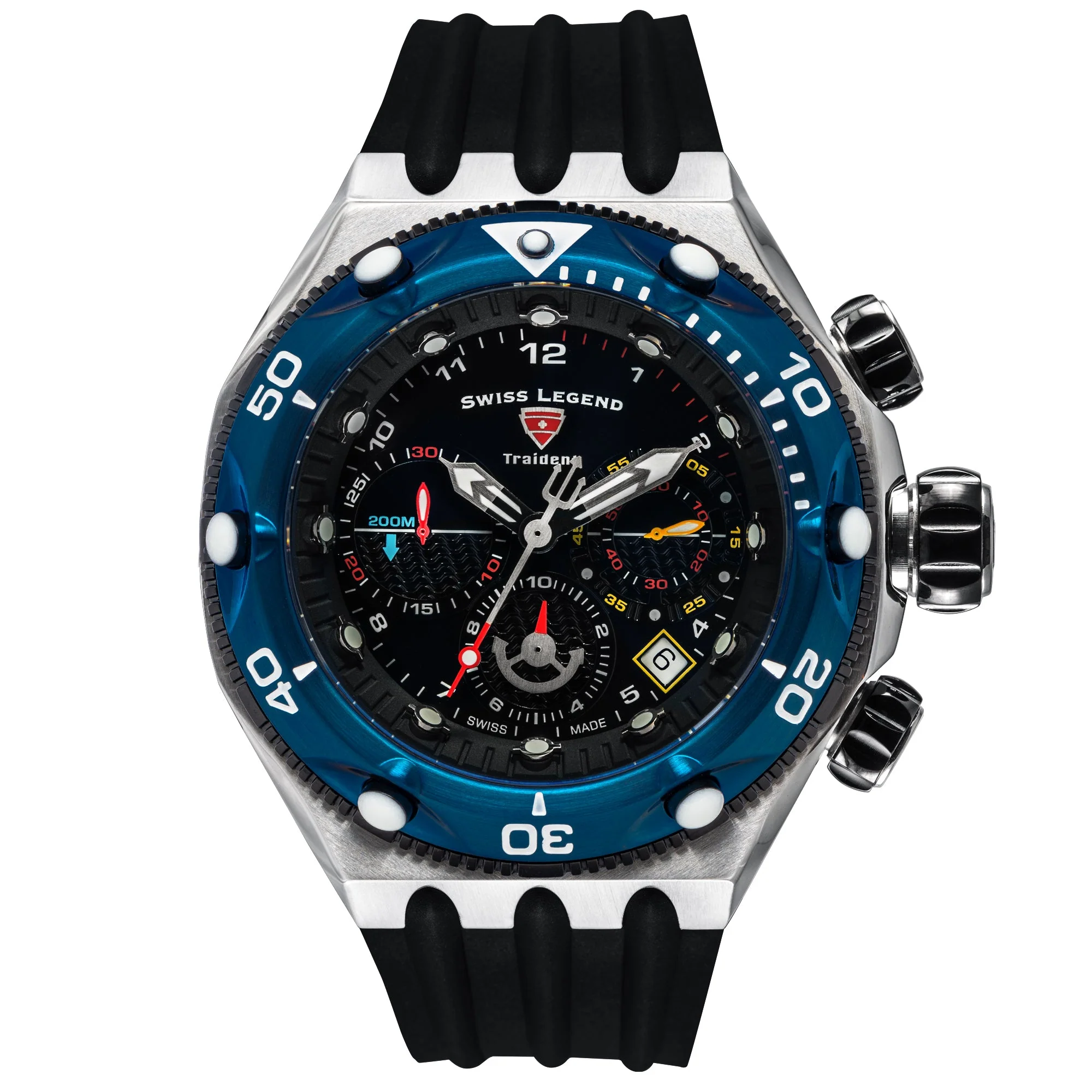 Traident Chronograph Black & Blue / Rubber | Black Dial
