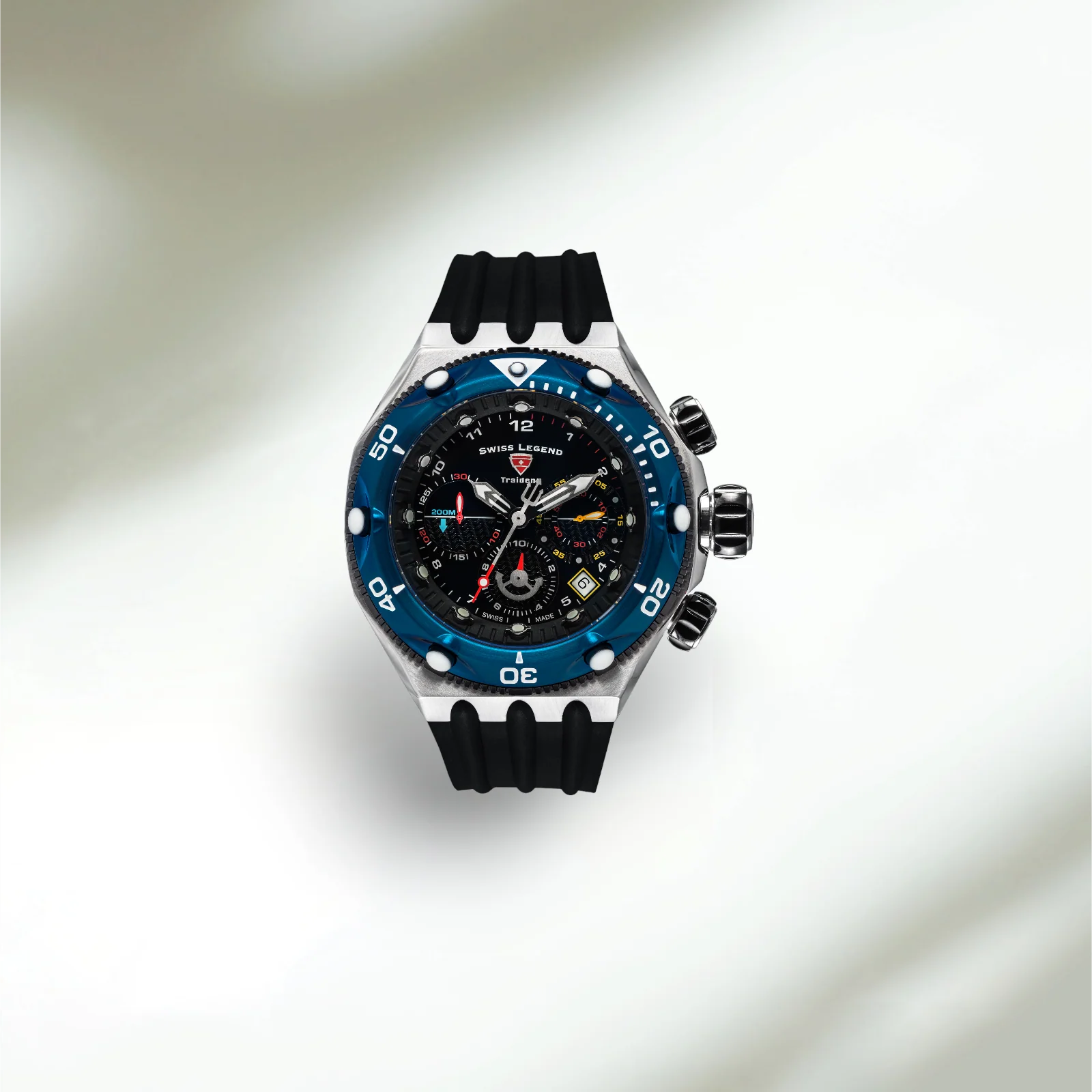 Traident Chronograph Black & Blue / Rubber | Black Dial - Image 3